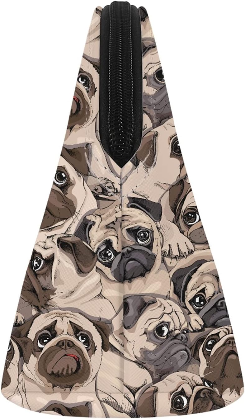 Detalle de STUOARTE Small Travel Cosmetic Bag for Girls – PU Leather, Pug Print, Waterproof