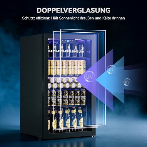 Thumbnail 7 de TRIUMPHKEY 86L Getränkekühlschrank – frostfrei, 4 Ablagen, 130 Dosen, Glasfront