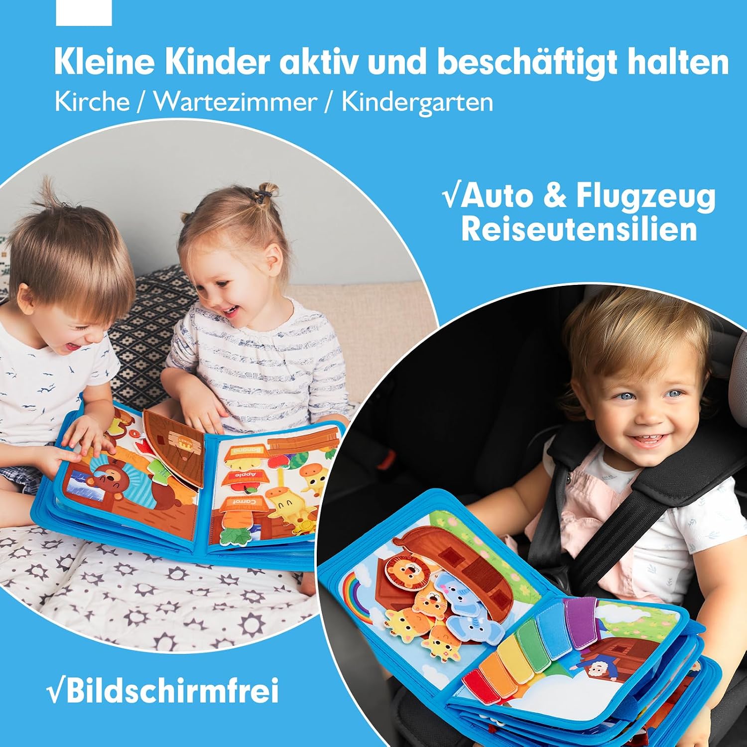 Thumbnail 5 de Hahaland Noahs Arche Busy Board ab 1 Jahr – Montessori Motorik-Filzbuch