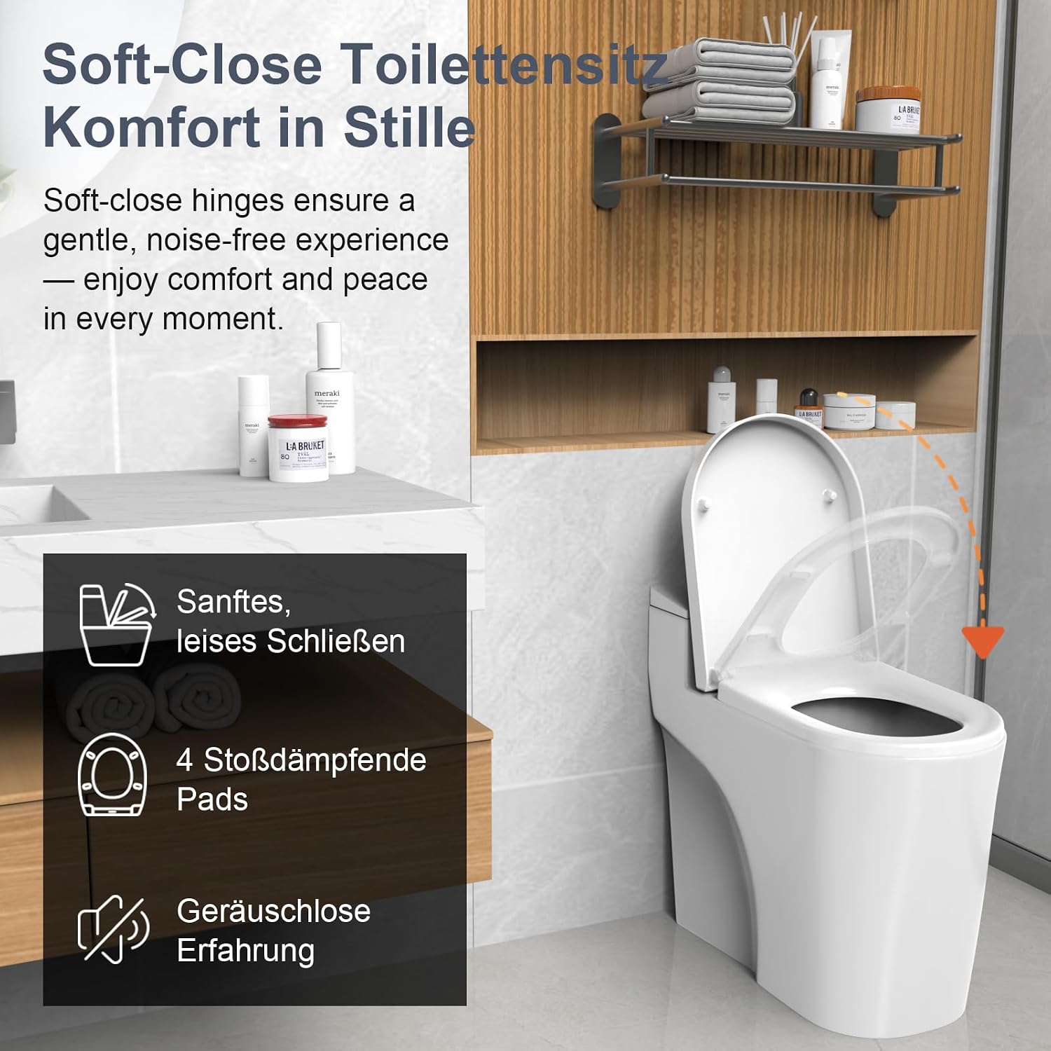 Thumbnail 5 de SURFOU HP049 D-Shaped Toilet Seat, Soft-Close, Quick Release, White
