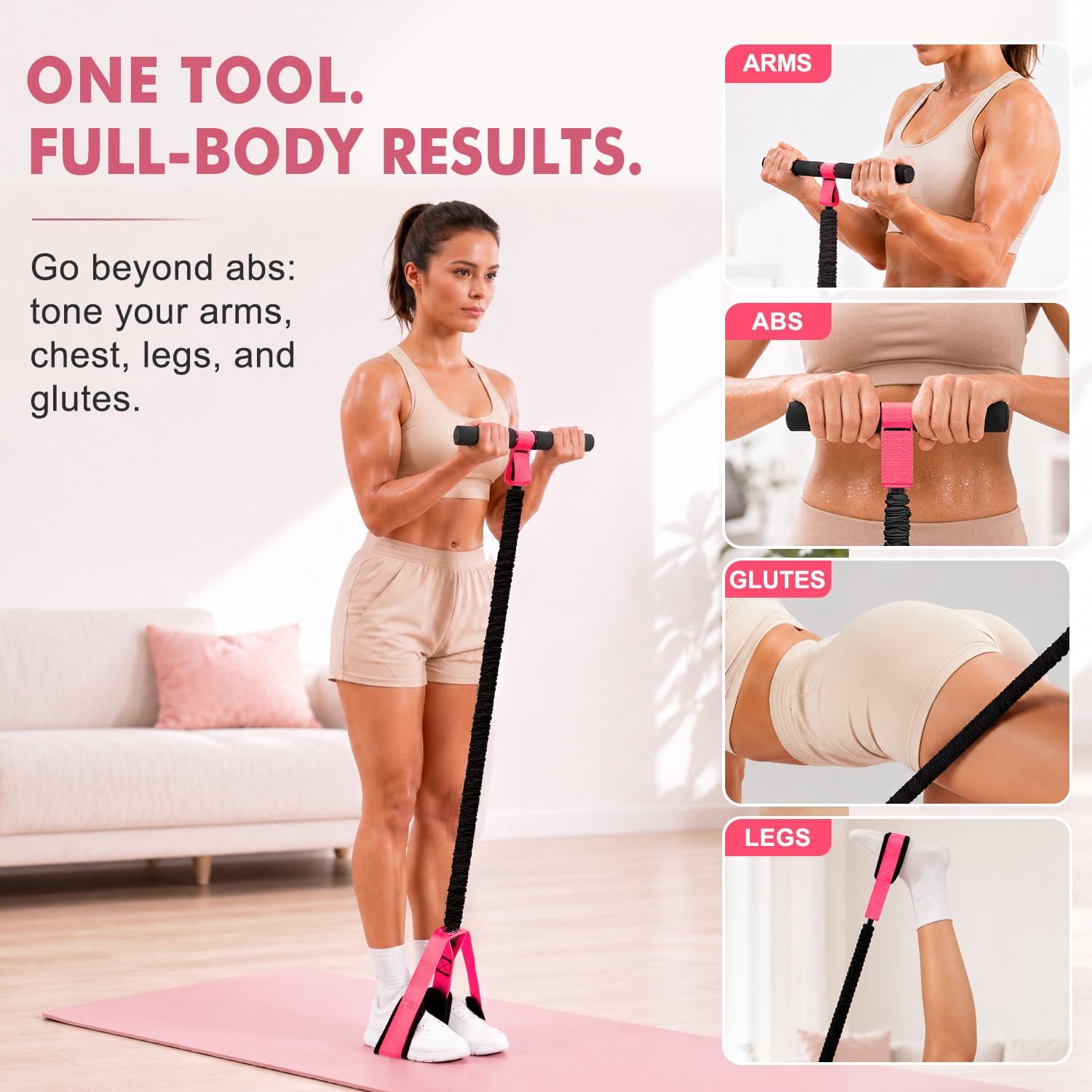 Detalle de NTIUYOT Pedal Resistance Band with Handle, 55 lb, Natural Rubber and Nylon