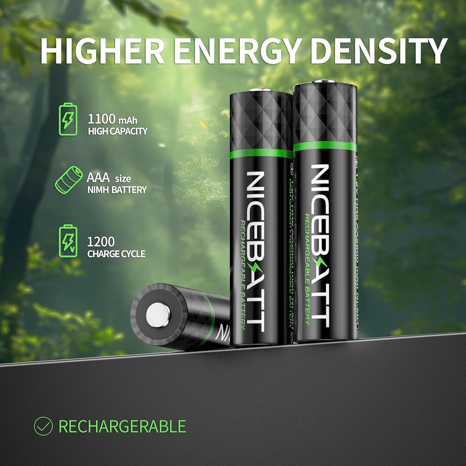 Thumbnail 1 de NICEBATT Rechargeable AAA 1100mAh batteries