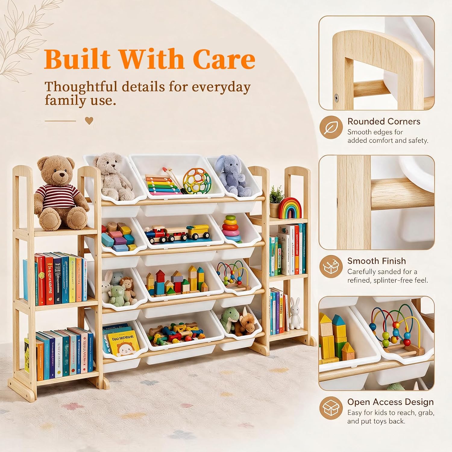 Thumbnail 2 de Etitlly SNJ-T10 Toy Storage Organizer with 12 Bins and 6-Tier Bookcase