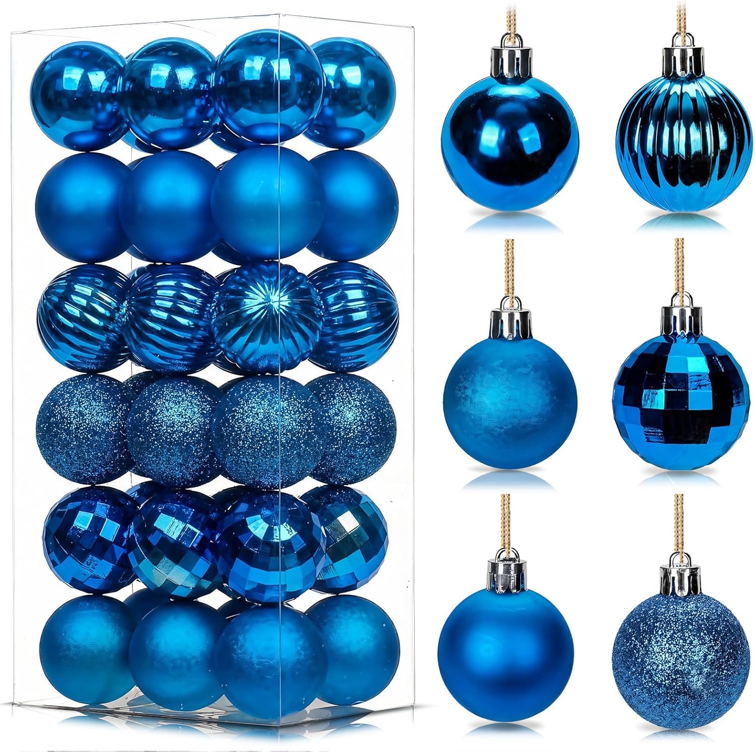 Thumbnail 6 de 24Pcs Silvery Baubles for Christmas Tree, 6cm Shatterproof Plastic Ornaments – 24-Piece Set