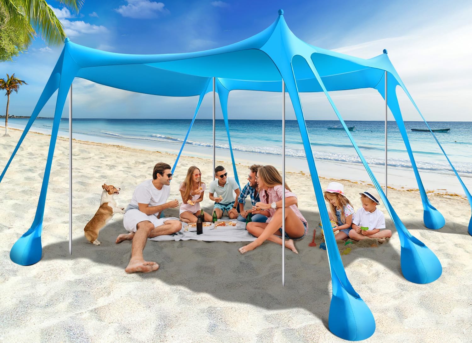 Rhino Valley tenda da spiaggia 3x3 m UPF50+ ultra stabile con protezione UV e 8 ancoraggi