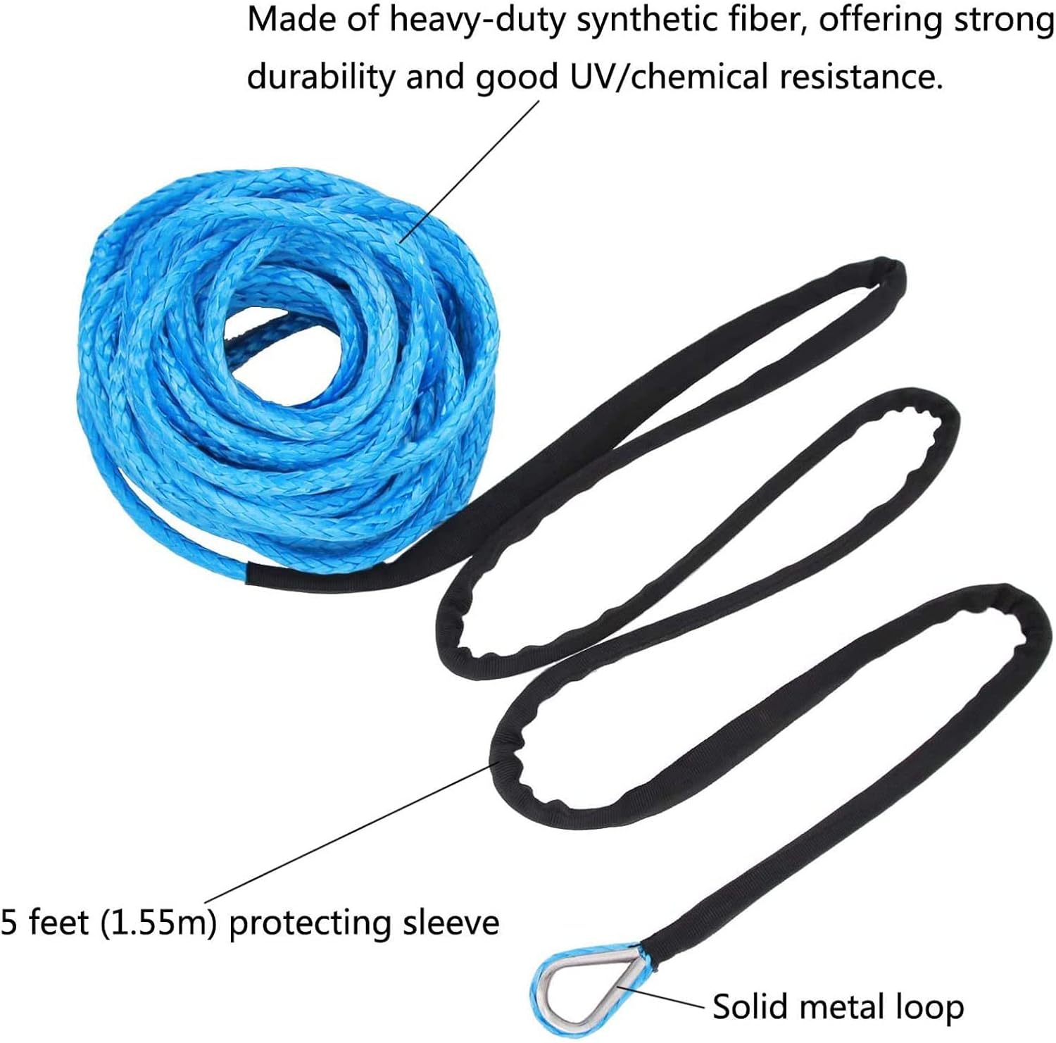 Thumbnail 4 de Syntetisk vinschlina 4,8 mm x 15 m, blå – 5 500 lbs brottstyrka