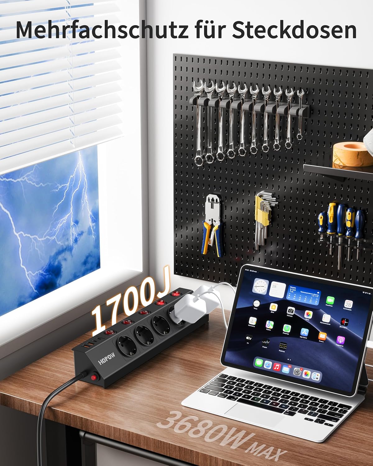 Thumbnail 3 de 5‑Fach Steckdosenleiste Einzeln Schaltbar 1700 J