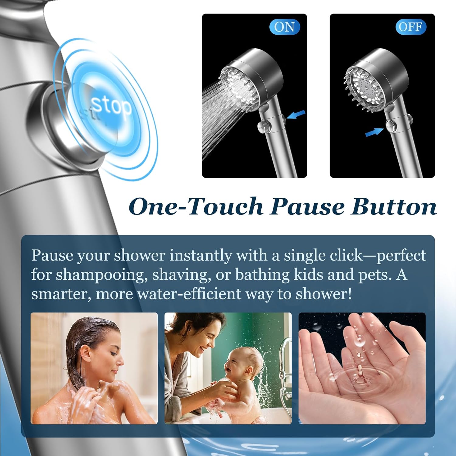 Detalle 1 de FEELSO 62071QH-DY5 Filtered Handheld Shower Head, 4 Spray Modes