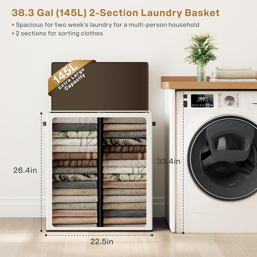 Detalle 2 de SOLEDI Luxury Double Laundry Hamper, Large