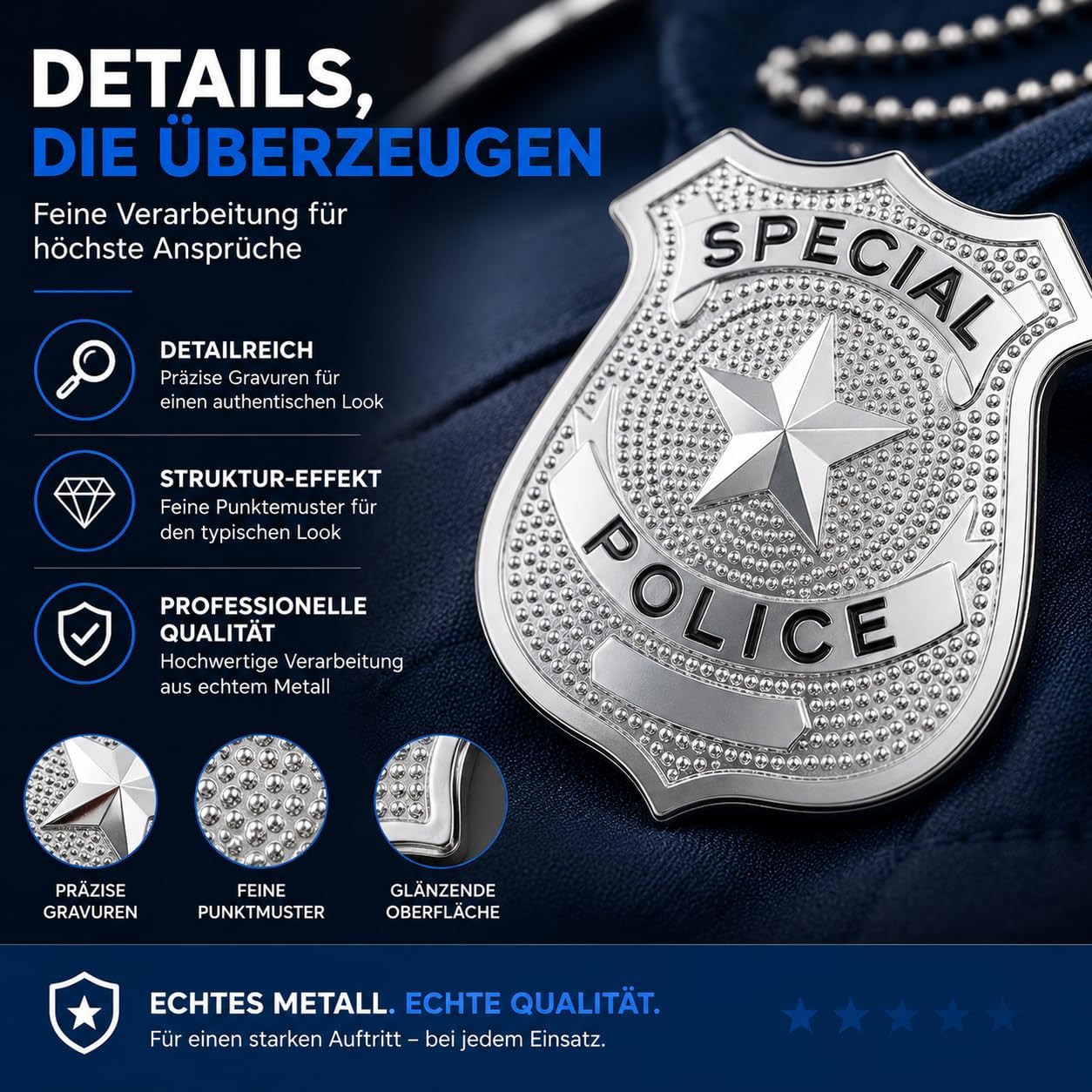 Thumbnail 2 de TK Gruppe Timo Klingler polismärke i försilvrad metall för utklädnad