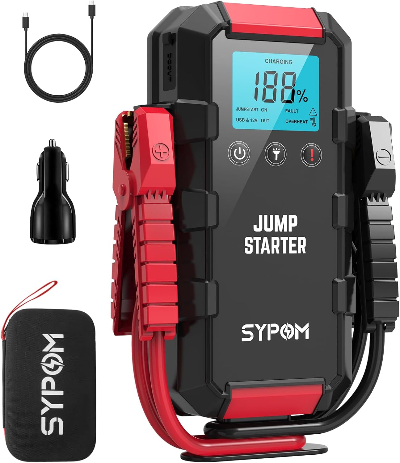 Detalle de SYPOM Démarreur de batterie automatique 6000 A — Booster 4 en 1 (12 V)