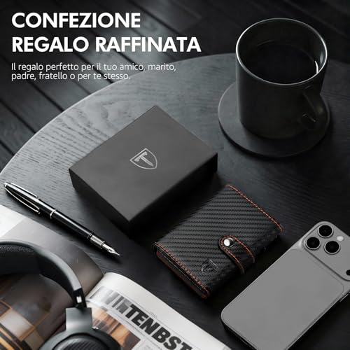 Thumbnail 6 de TENBST Portafoglio uomo e donna slim con RFID, porta carte pop-up e portamonete