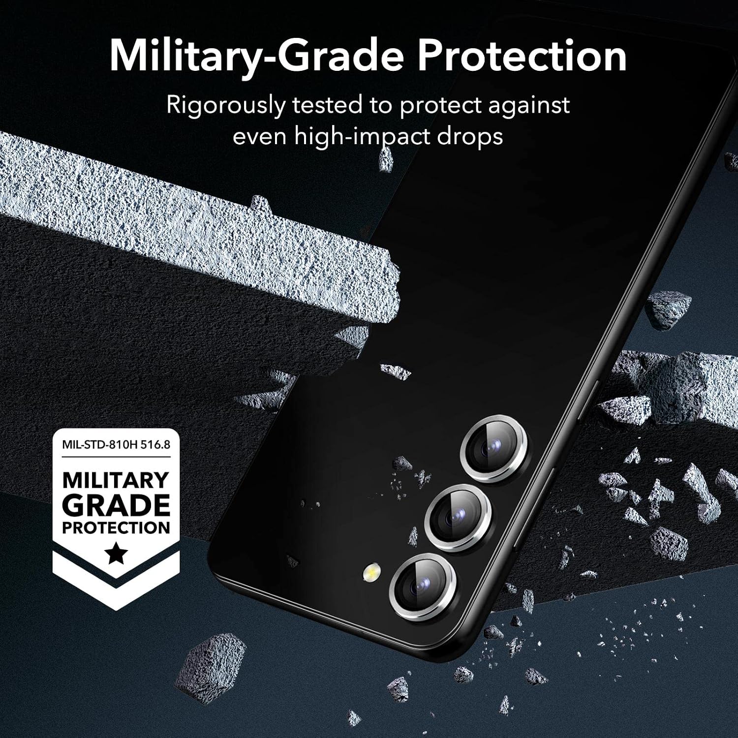 Detalle de ESR Galaxy S23/S23+ Camera Lens Protector, Silver 9H Tempered Glass