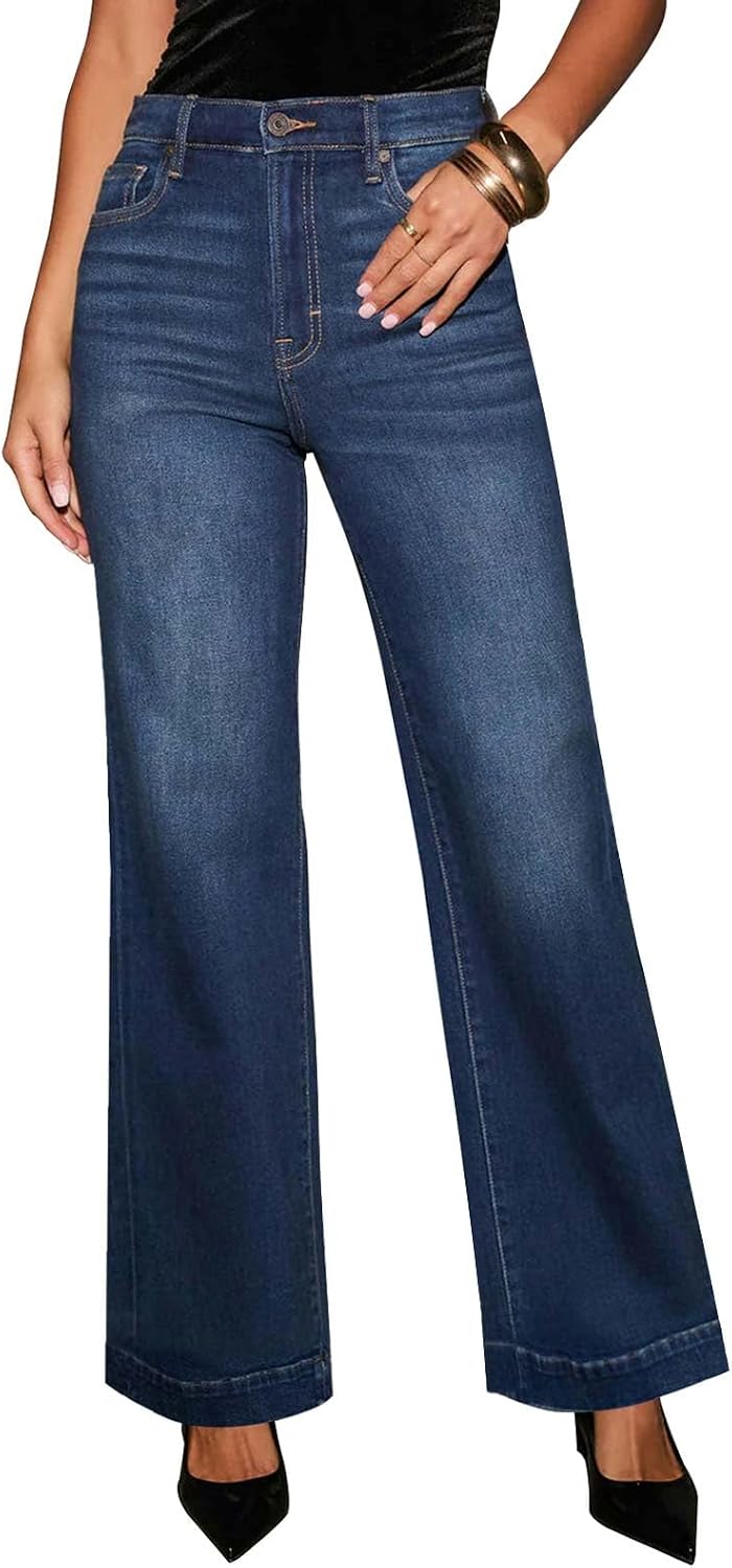 Detalle 2 de KUNMI womens wide leg jeans high waist