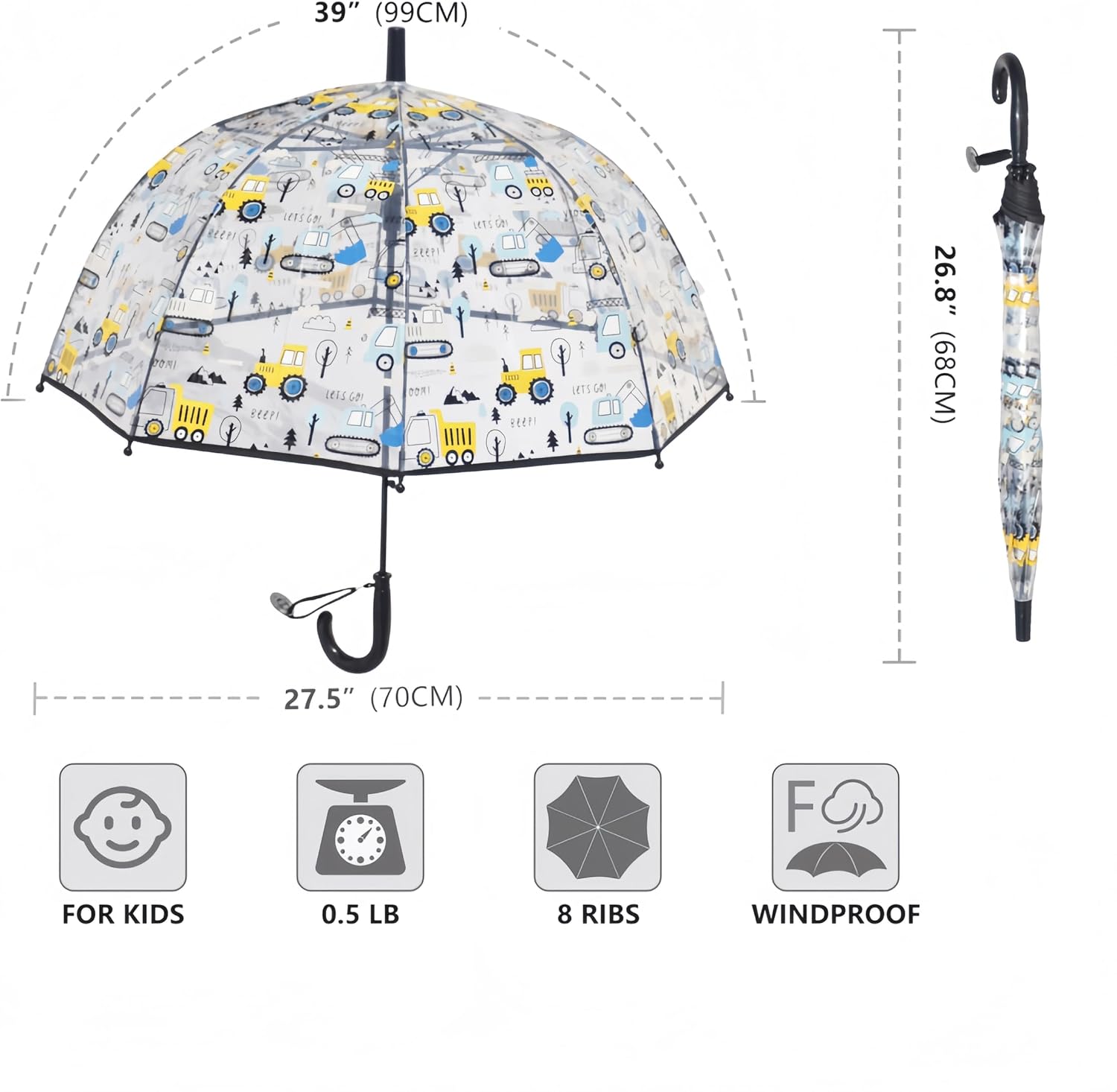 Detalle de Kids Clear Bubble Umbrella Transparent dome umbrella ☂