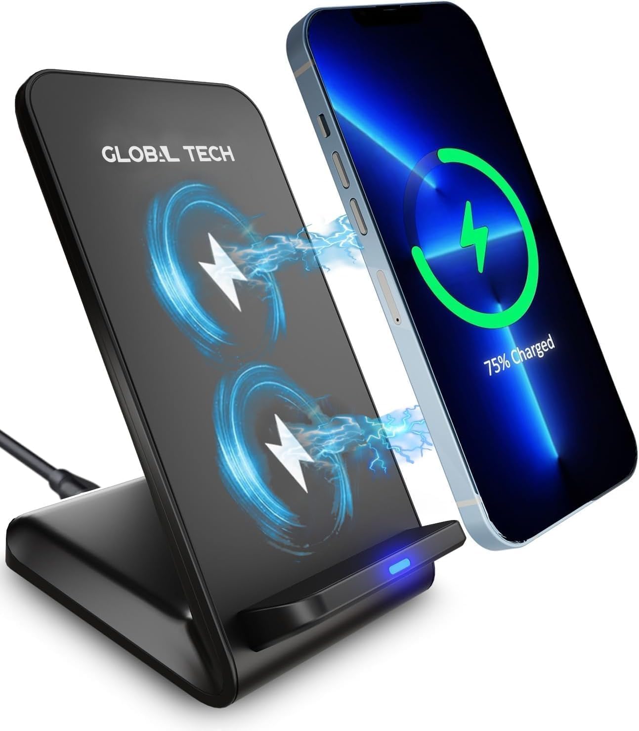 Detalle de Wireless Charger 15W Stand – 2-in-1 Wireless Charger & Phone Stand for iPhone, Galaxy, Pixel and more