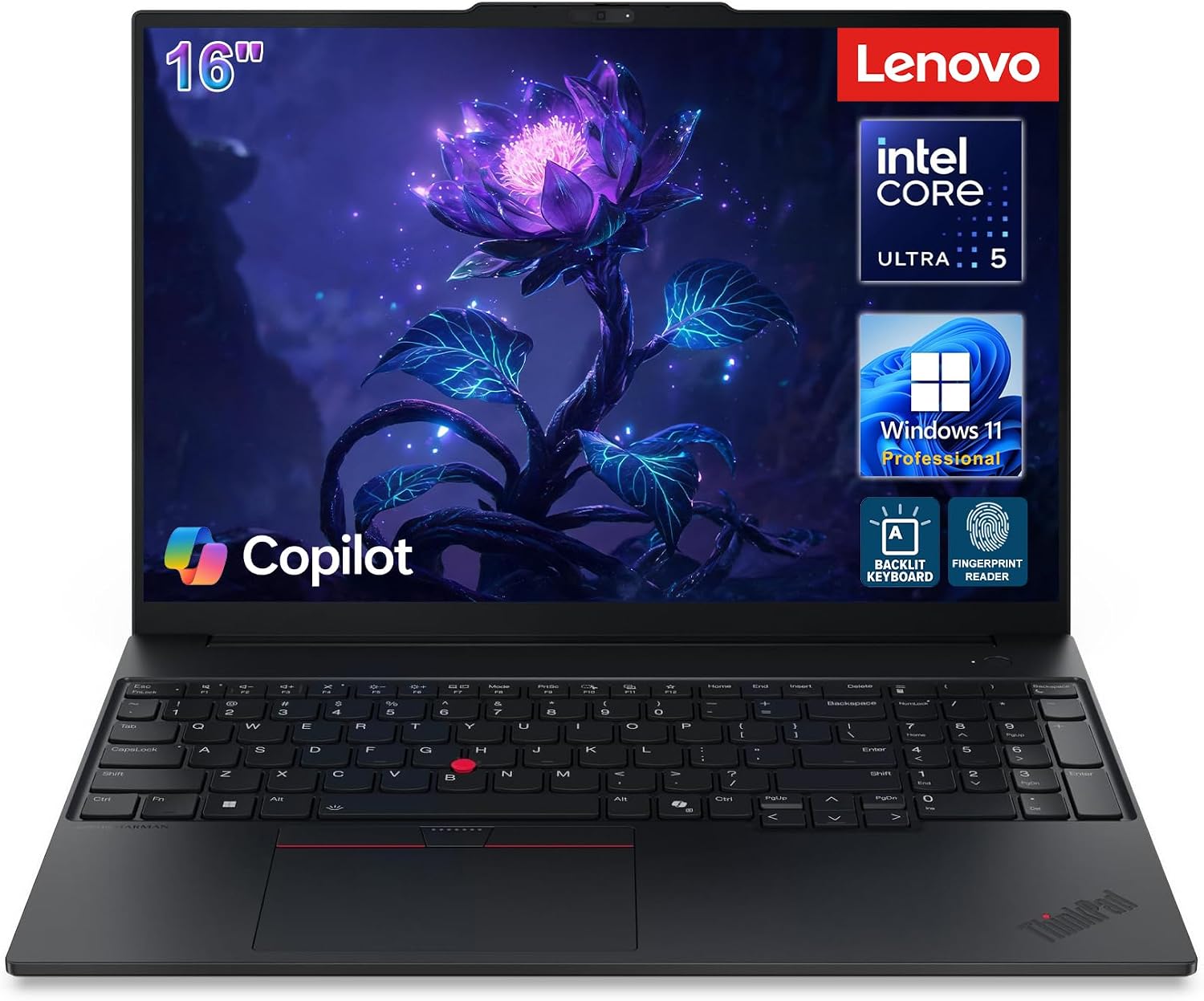 Detalle de Lenovo ThinkPad E16 laptop with Intel Ultra 5 225H