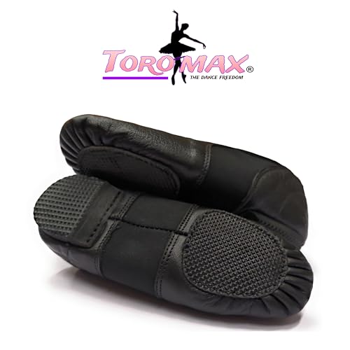 Thumbnail 6 de TOROMAX Slip On Jazz Dance Shoes - Black Leather, Neoprene Split Sole for Kids (Size 13, Black) NPB1