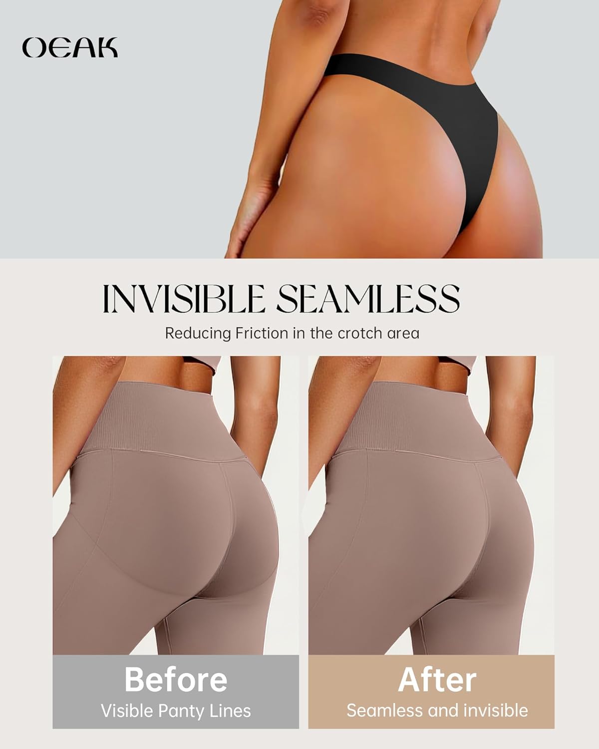 Thumbnail 3 de OEAK Seamless Thongs for Women: Invisible No-Show G-String Panties