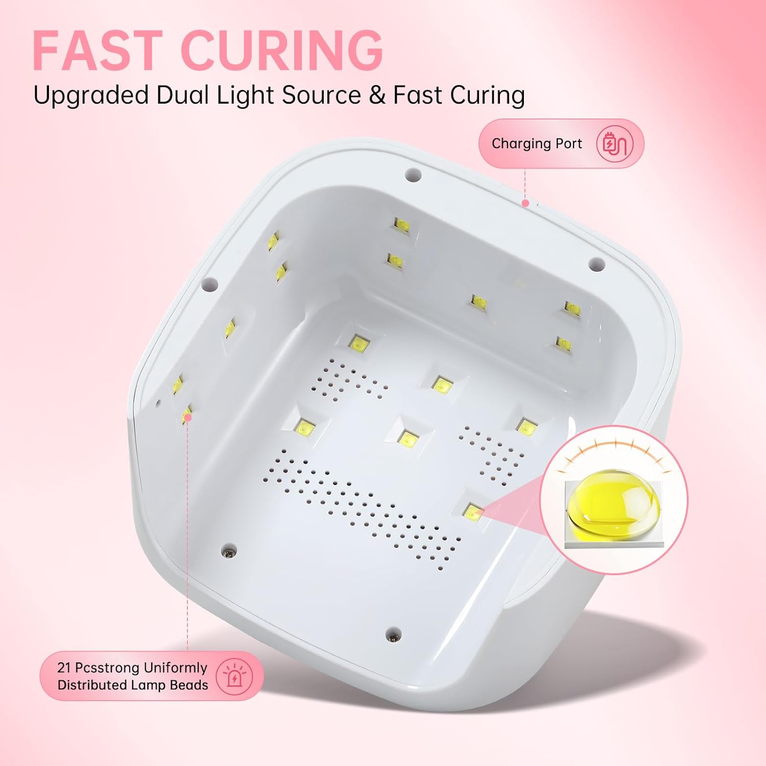 Detalle de CHRISTINE SHELLY 48W Gel Nail Lamp: Fast Curing LED Light for Home DIY