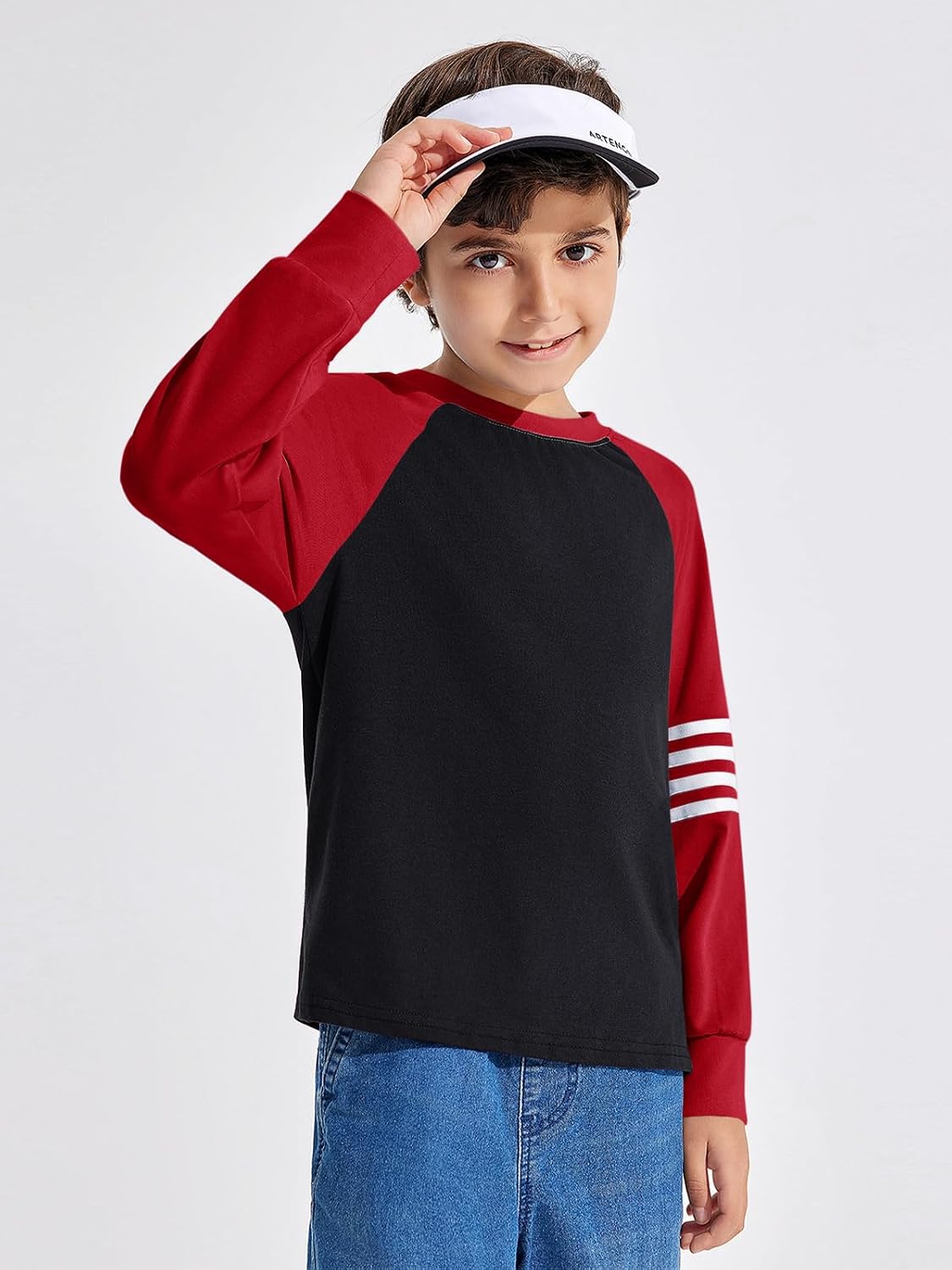 Detalle 2 de Haloumoning T-shirt voor jongens met lange mouwen, colorblock en ronde hals