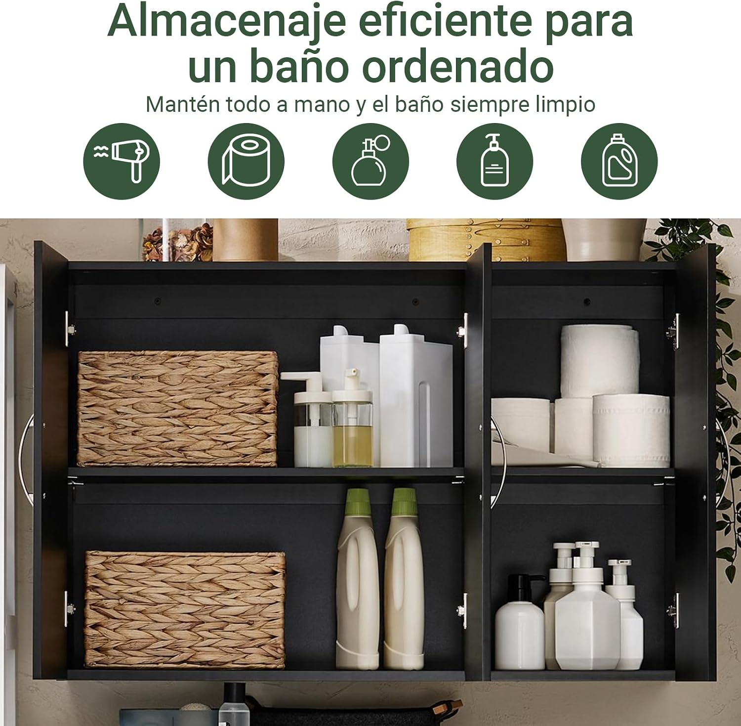 Detalle 2 de SoBuy FRG231-L-SCH Armario pared 90x30x60 cm