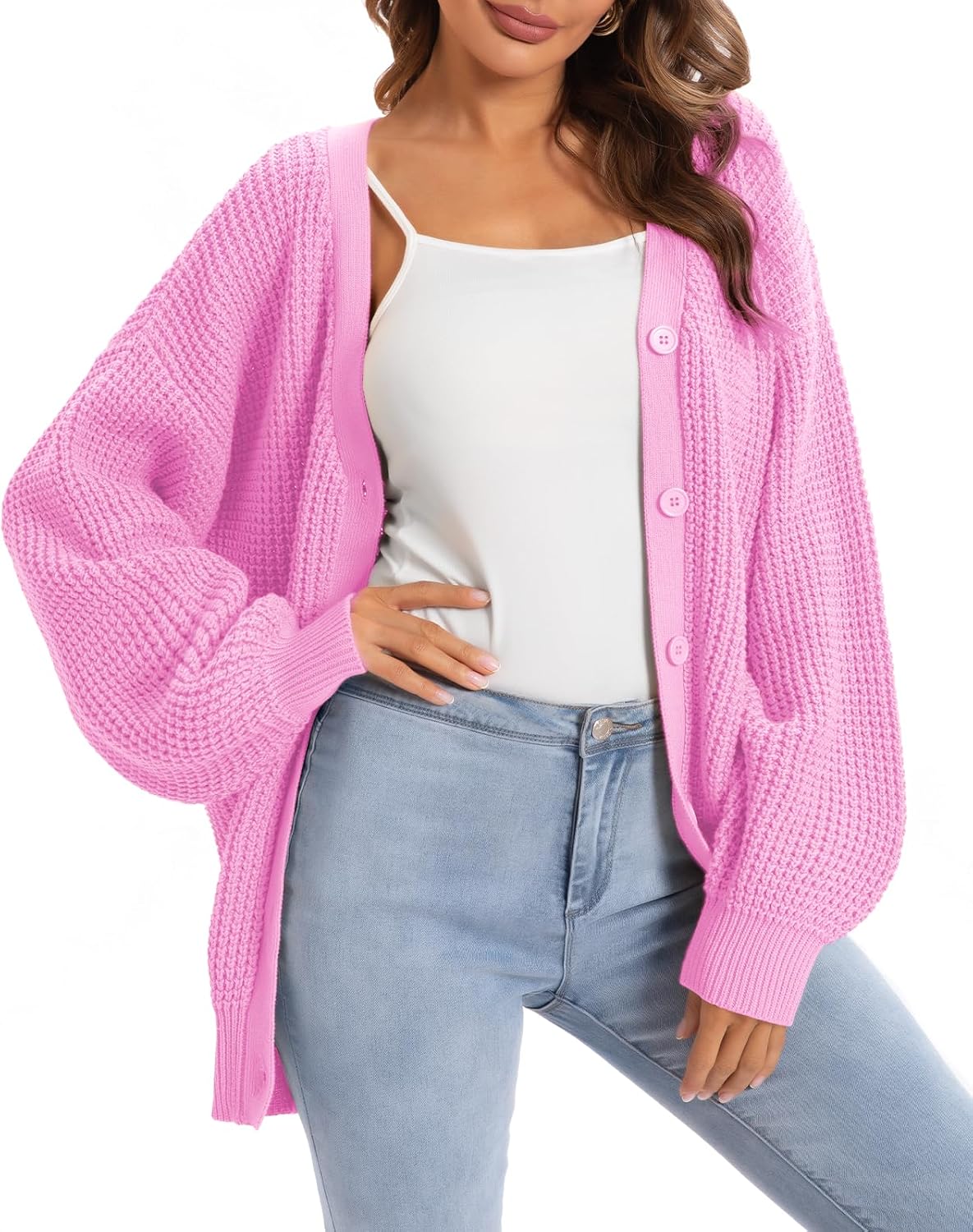 Detalle de QUALFORT Cardigan 100% Cotton Oversized