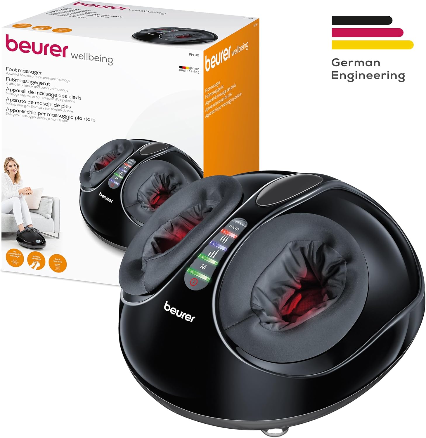 Detalle de Beurer FM 90 Massaggiatore Plantare Shiatsu con Aria Compressa, Calore, 3 Programmi e Intensità Regolabile