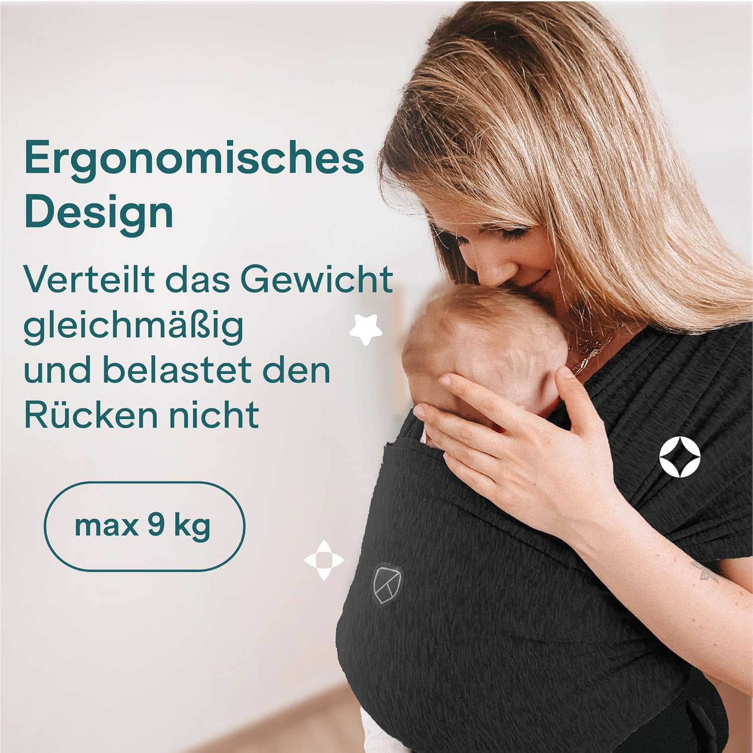 Thumbnail 6 de Koala Babycare Tragetuch für Neugeborene (bis 9 kg) – schnell anzuziehen, Rückenstütze, schwarz