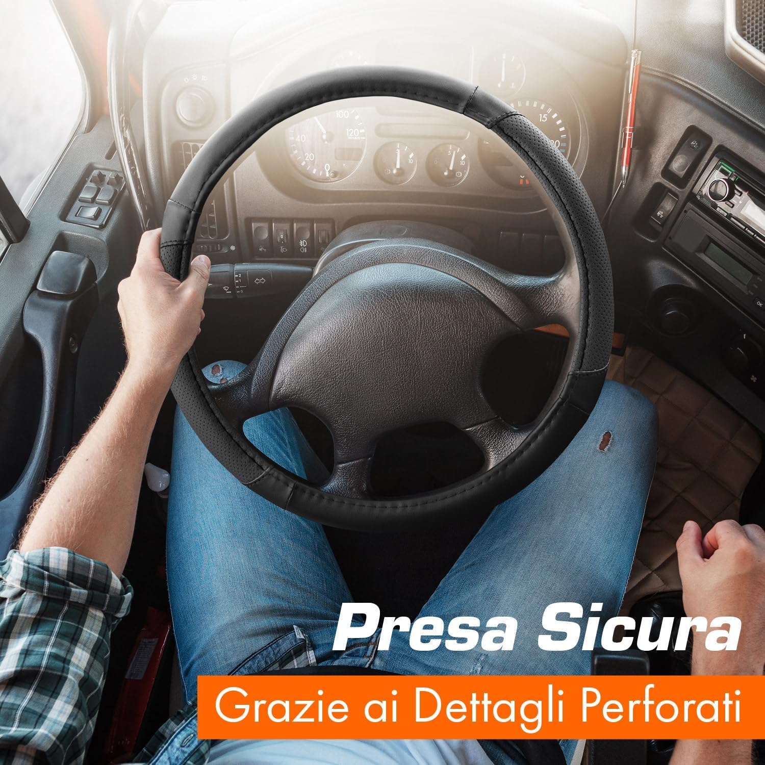 Thumbnail 4 de Upgrade4cars Coprivolante 44-46 cm Nero in finta pelle