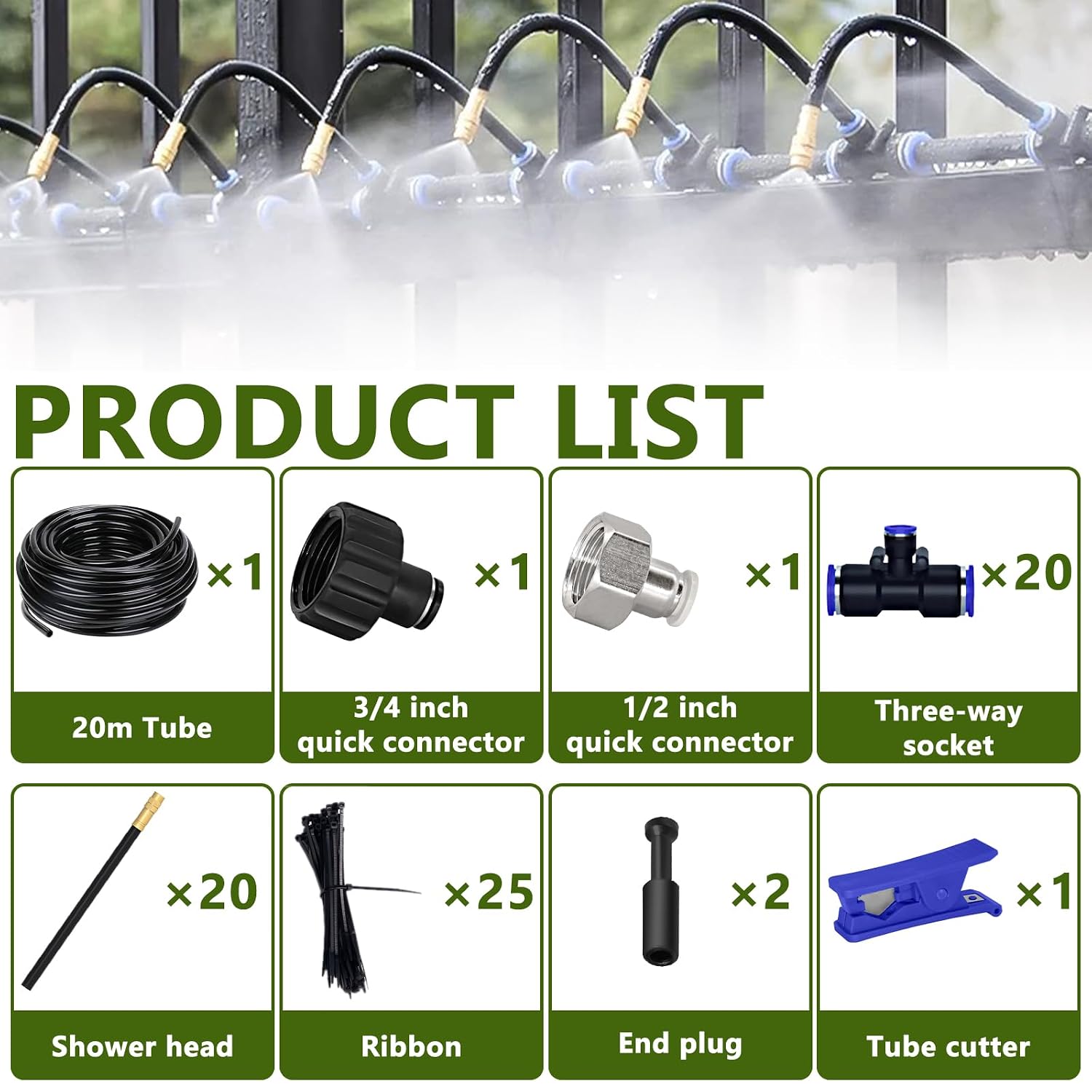 Thumbnail 5 de 164FT/50M Irrigation System Kit Automatic Drip Irrigation with 202PCS Tubing & Accessories