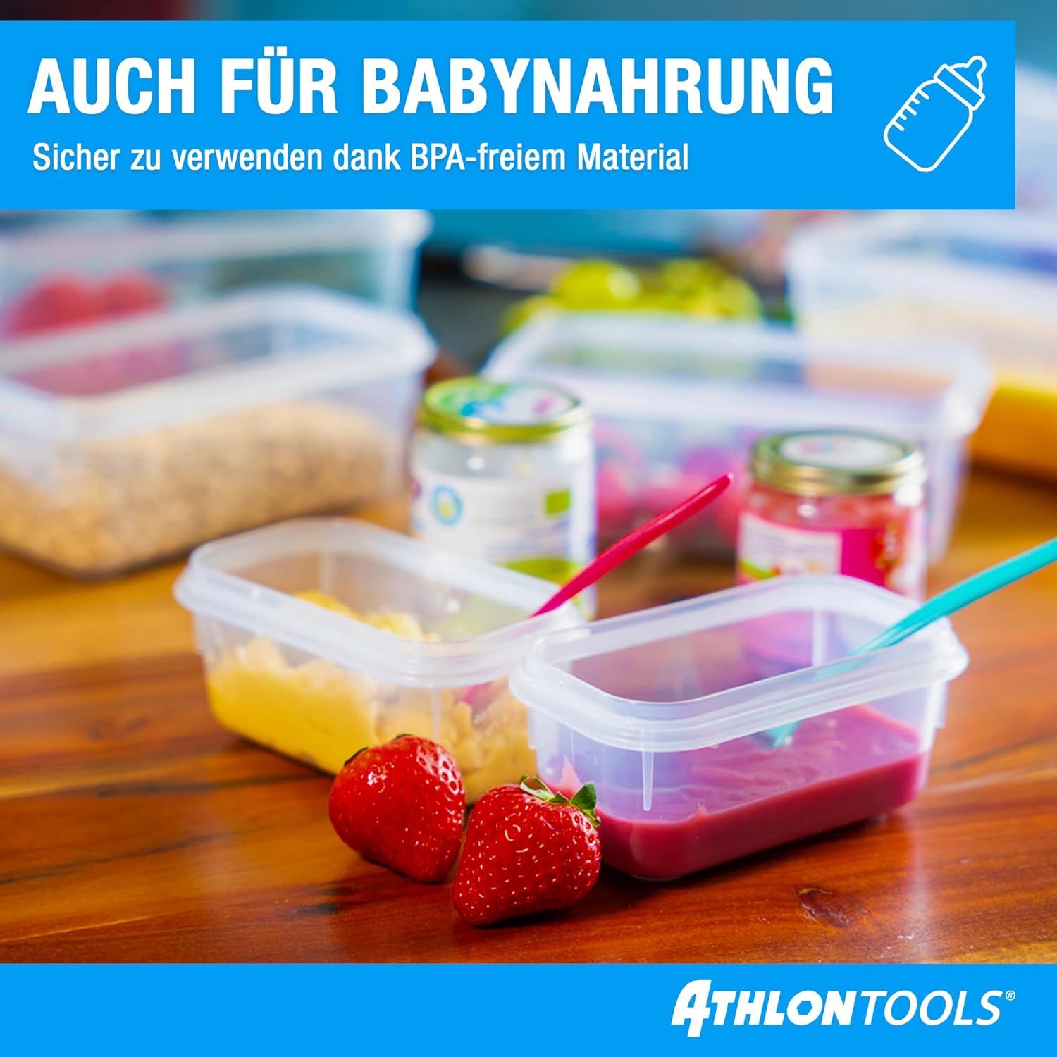 Thumbnail 4 de ATHLON TOOLS 4x 2L Frischhaltedosen-Set (Gastro-Qualität) – 100% luftdicht, auslaufsicher, BPA-frei, für Kühlschrank