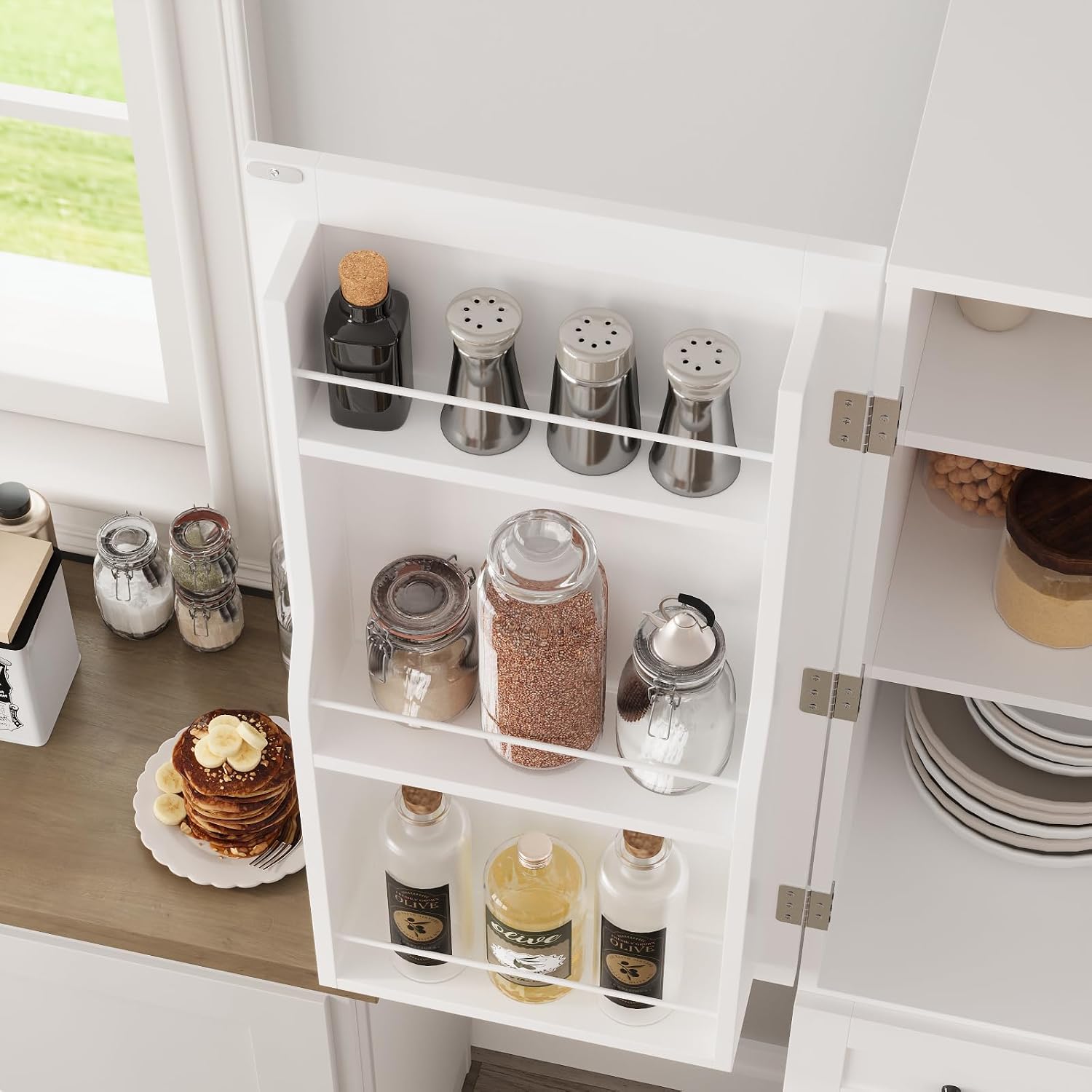 Detalle de Vowner vaisselier buffet blanc avec tiroir