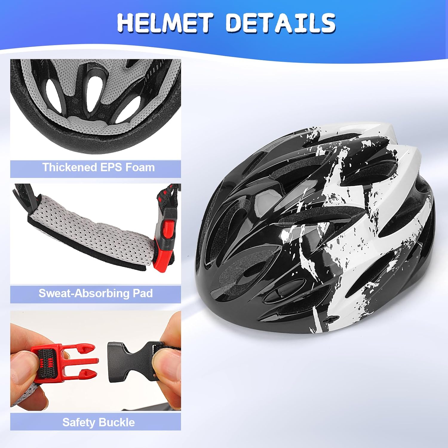 Thumbnail 4 de DmTown Kinderfahrradhelm verstellbar 50–58 cm (3–14 Jahre) für Fahrrad, Skate & Scooter