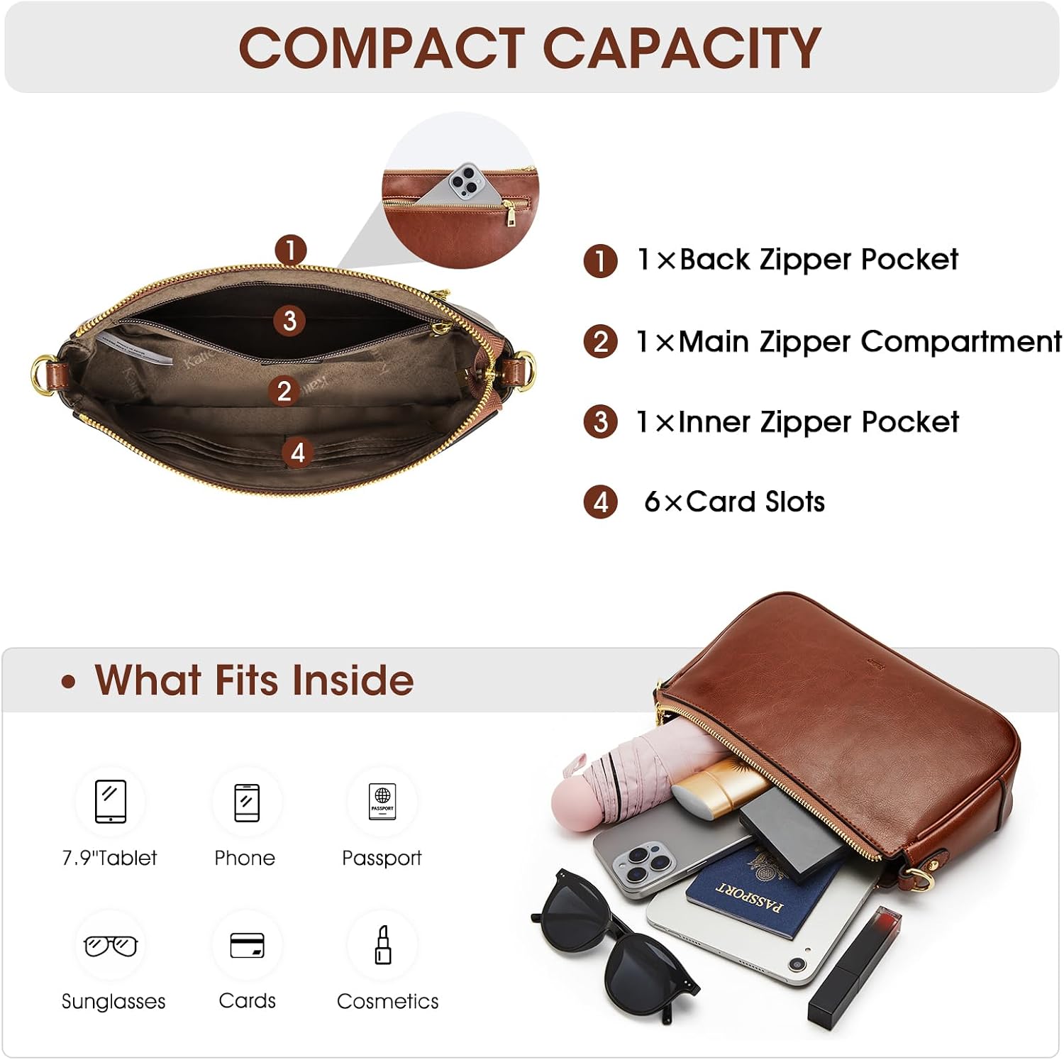 Thumbnail 4 de Kattee Borsa a tracolla in pelle da donna: compatta, elegante e versatile