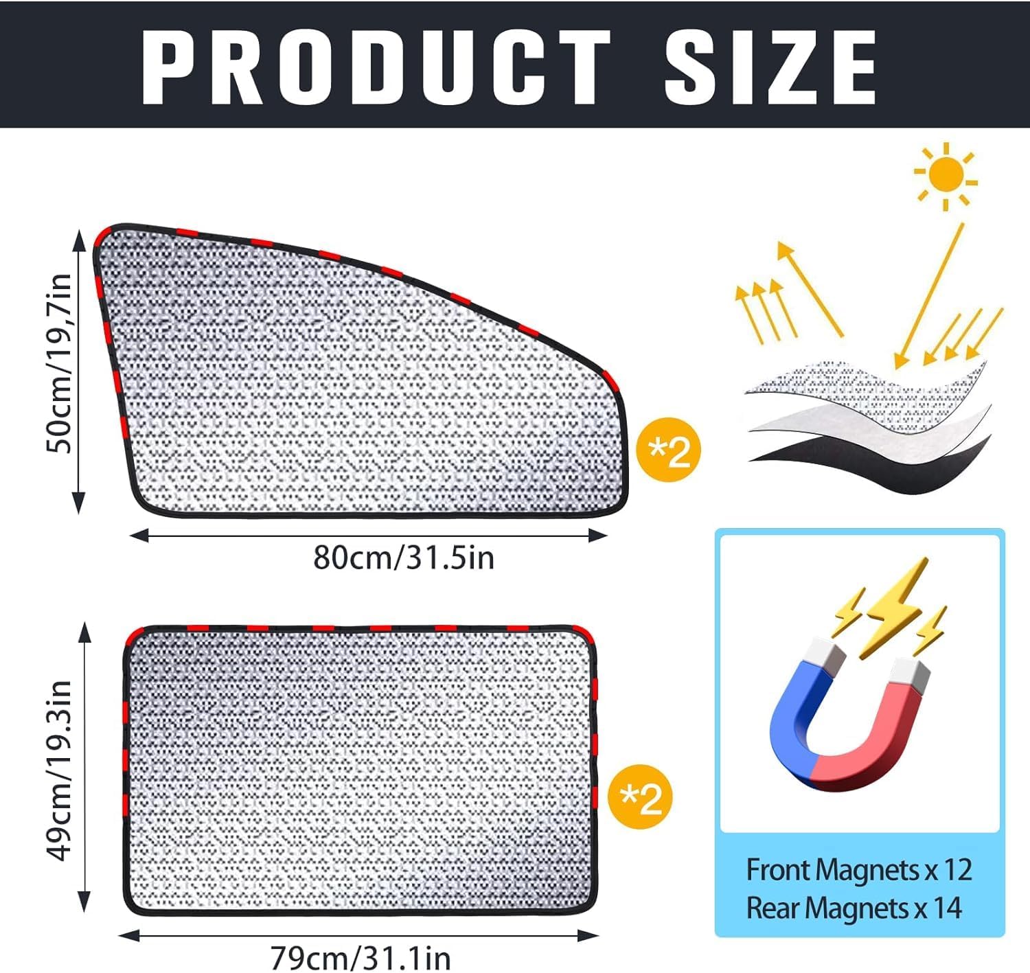 Thumbnail 1 de ZATOOTO Sonnenschutz für die Seitenscheibe (magnetisch) – Sichtschutz, UV-Schutz-Vorhang, Silber