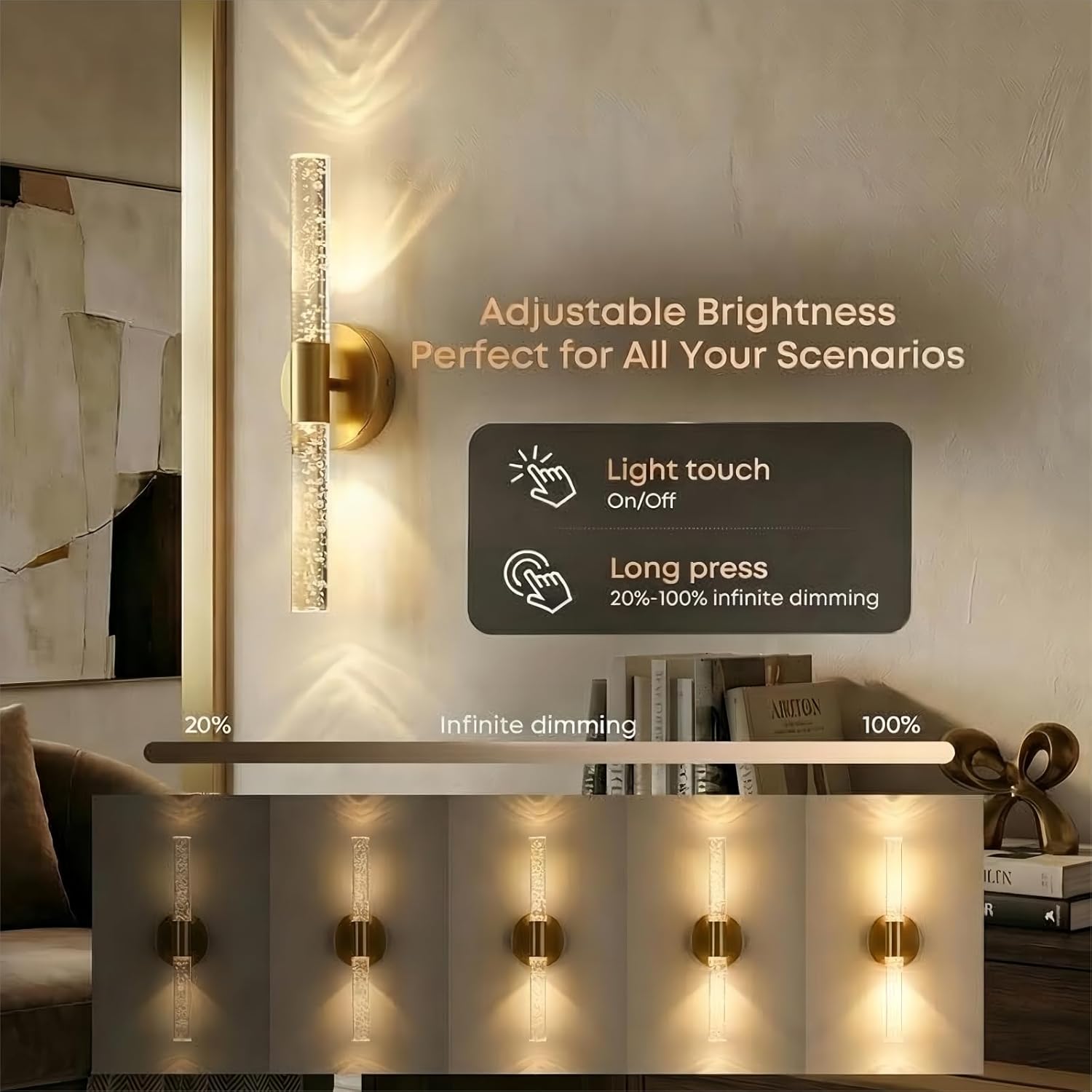 Detalle de Rechargeable Crystal LED wall lights