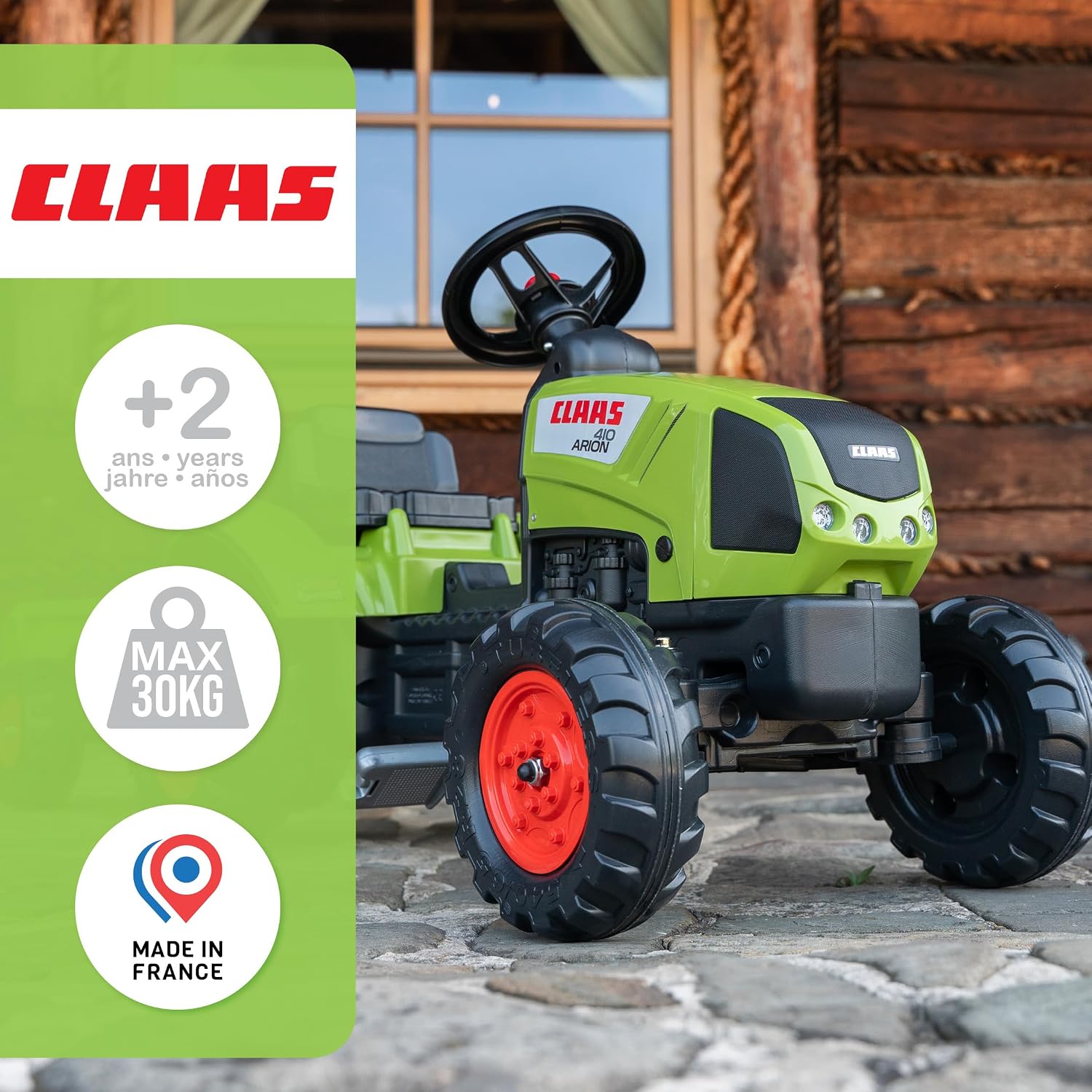 Thumbnail 4 de Falk 2040A Claas Pedal Tractor with Trailer, Steering Wheel and Horn