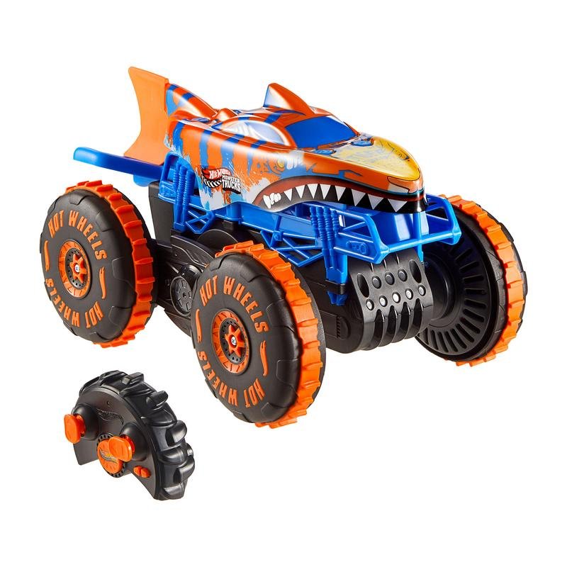 Detalle 2 de Monster Truck Hot Wheels JFR39: control remoto inalámbrico y multicolor para disfrutarlo en familia