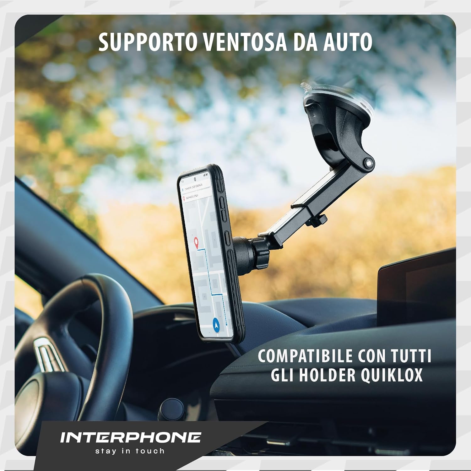 Detalle 2 de INTERPHONE QUIKLOX Porta cellulare auto Rotazione 360°