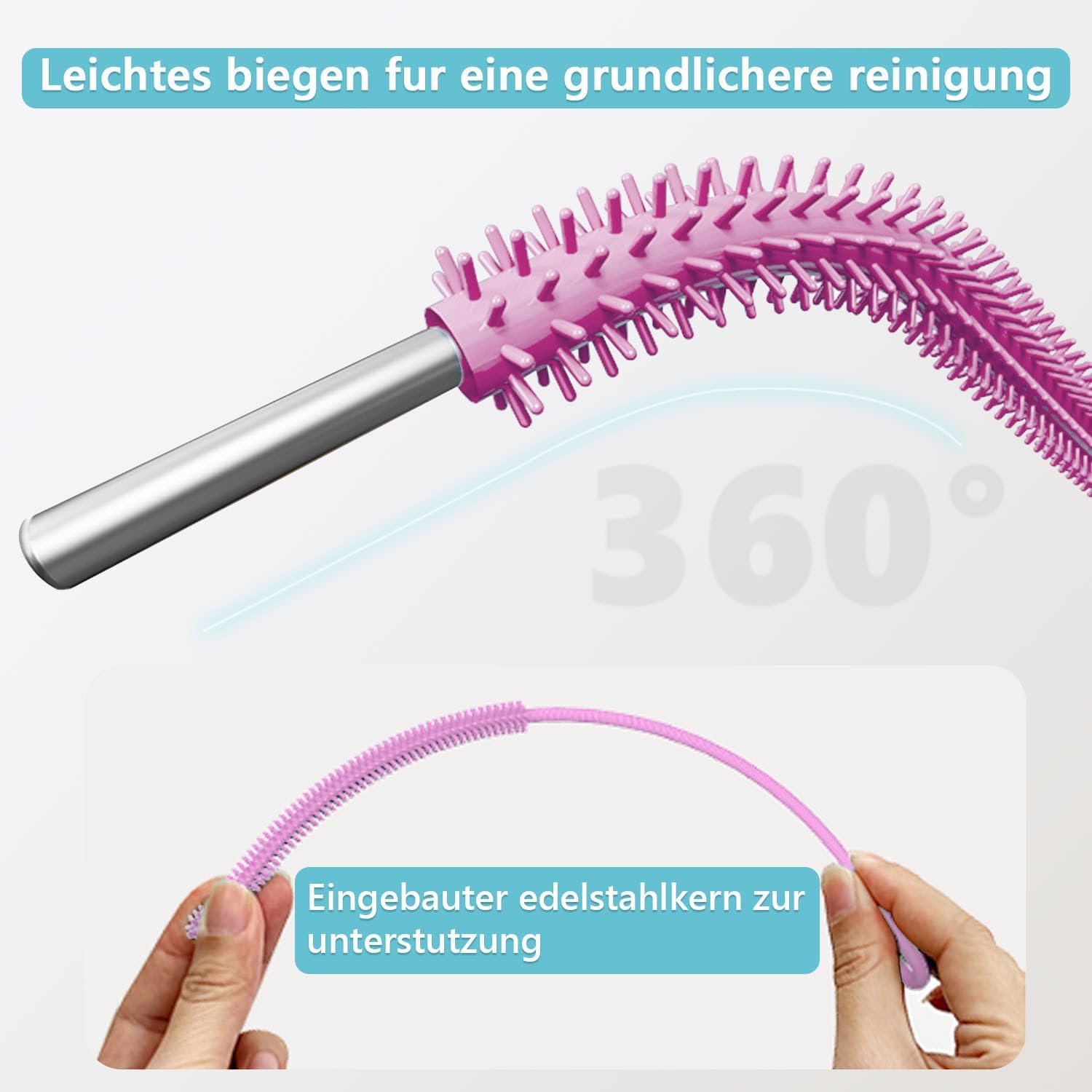Detalle 2 de Silikon Strohhalm Bürste 2er Set Rosa
