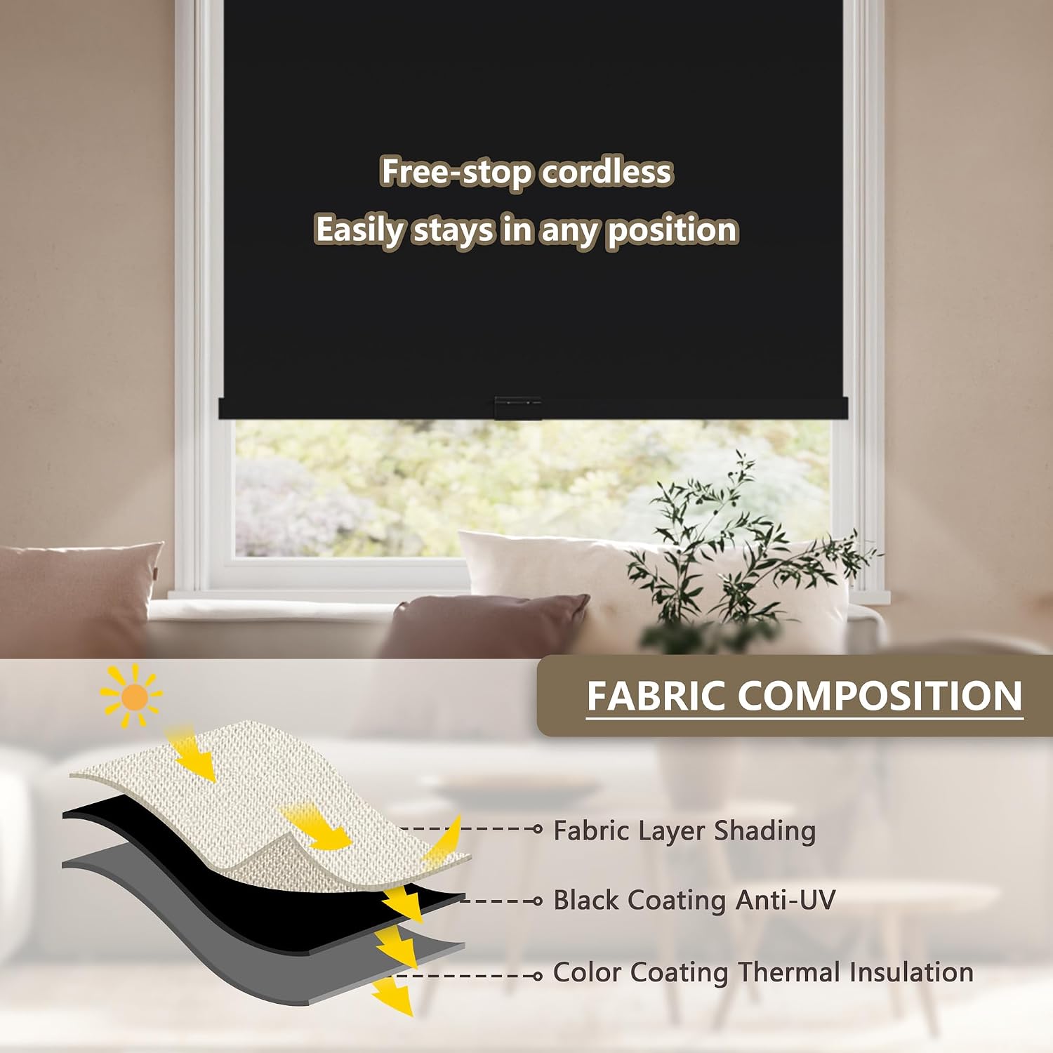 Thumbnail 4 de SUNOFF Cordless Blackout Roller Shades 28" x 72"