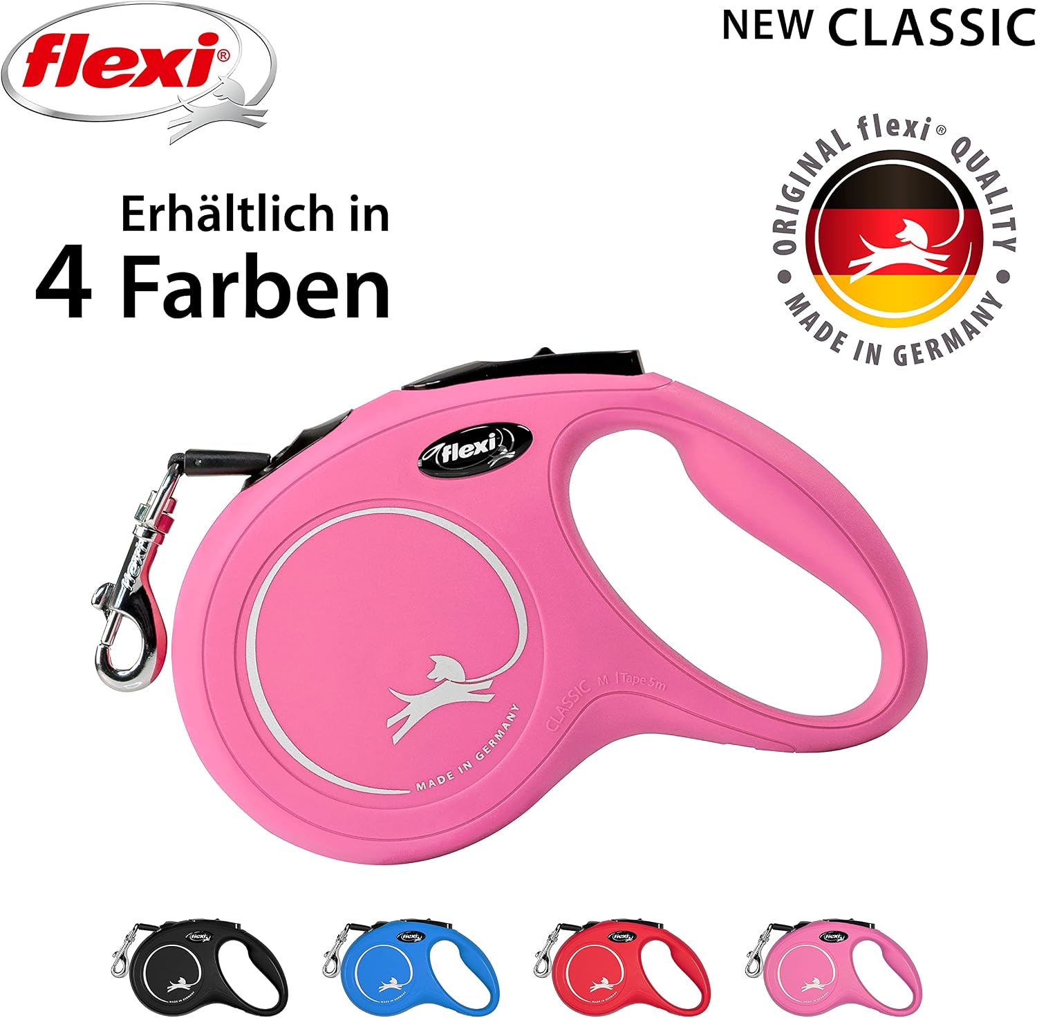 Thumbnail 5 de flexi® Classic M 5m Gurtrollleine Pink für Hunde bis 25 kg – 274 g, 11.6 × 18.8 cm