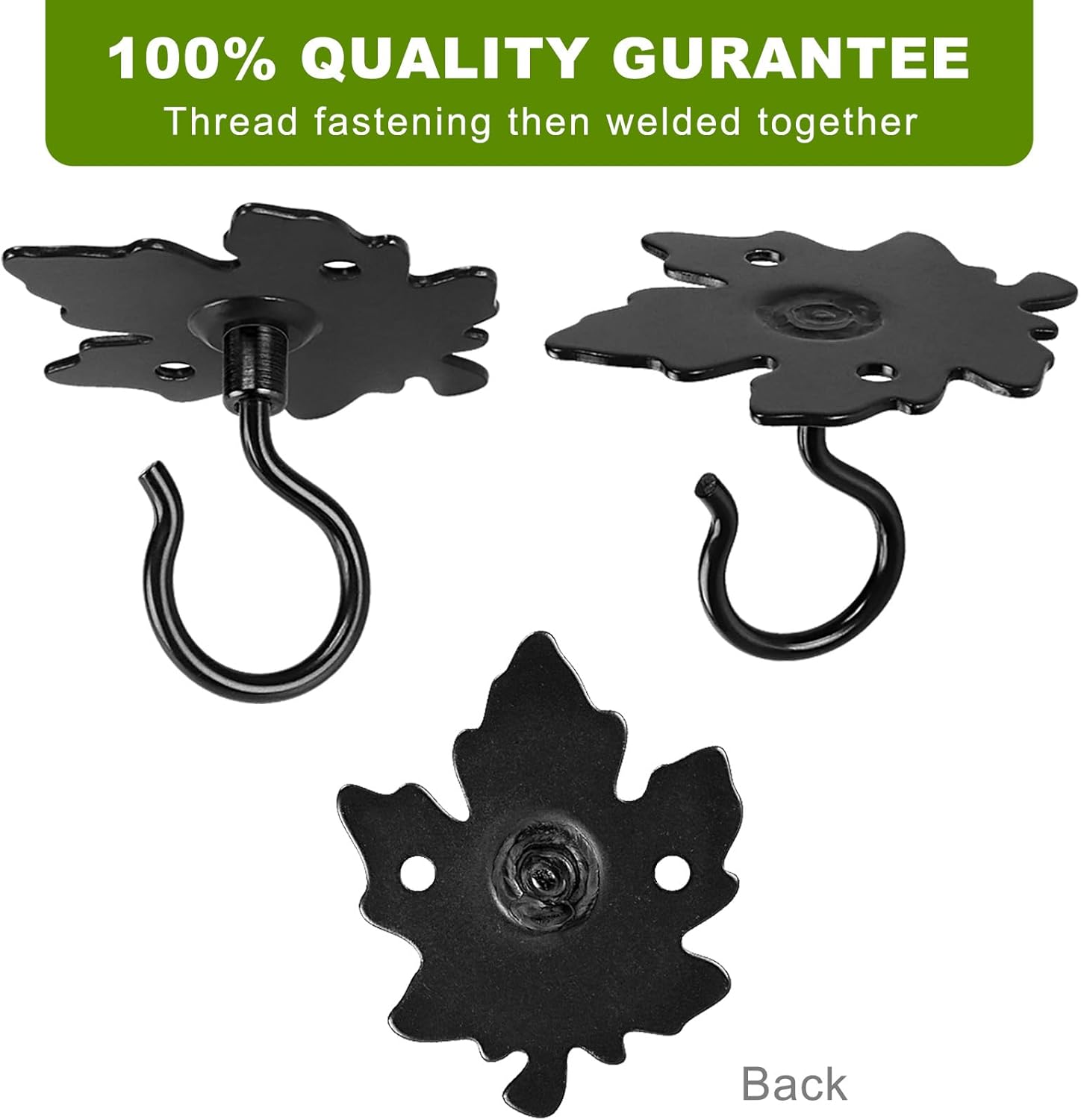 Detalle 2 de Dolibest Wandhaken Pflanze: 4er Deckenhaken aus Metall mit Ahornblatt-Design