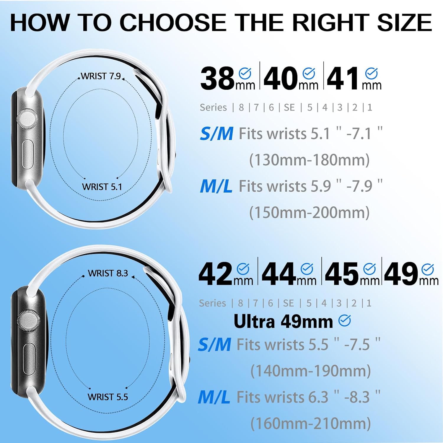 Thumbnail 2 de Sport Strap Silicone Replacement for Apple Watch (38mm–49mm, Series 1–10/SE/Ultra compatible)