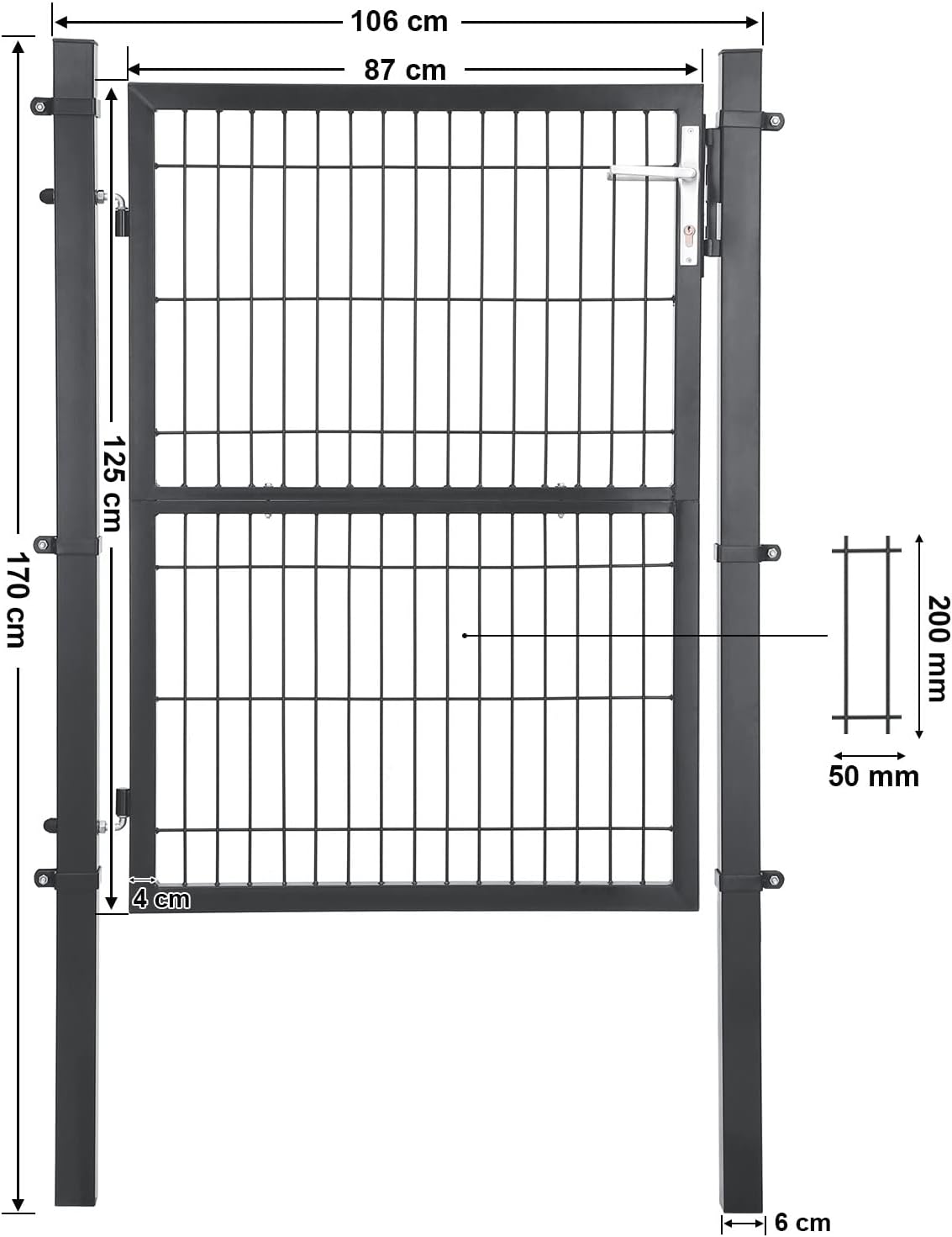 Thumbnail 2 de SONGMICS Portillon de Jardin 106 x 125 cm Maille acier