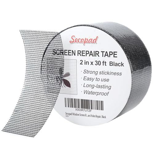 Secopad Cinta Reparadora de Mosquiteras 50 mm x 9 m: parche rápido para pantallas de fibra de vidrio (Negro)