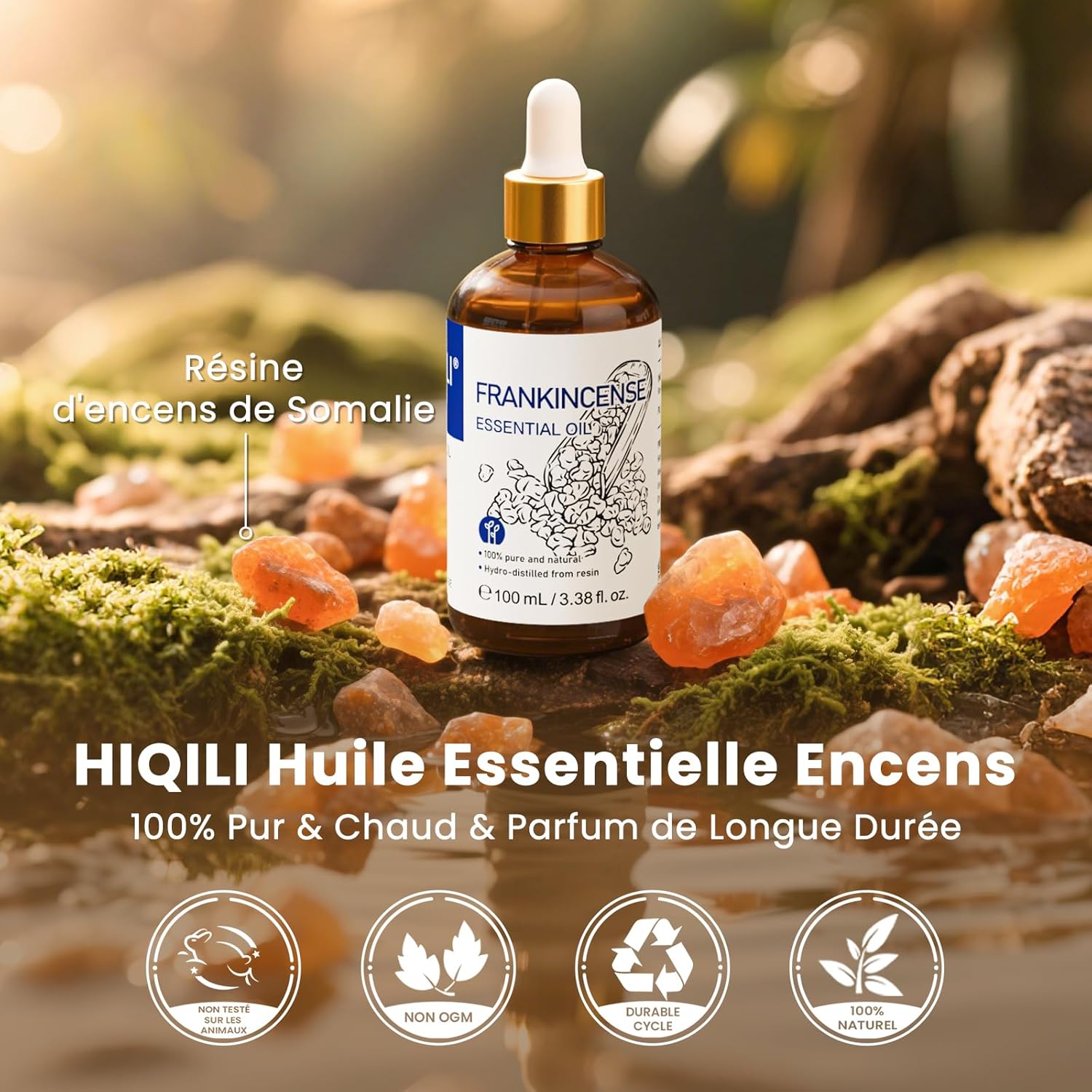 Thumbnail 6 de Huile essentielle d’encens HIQILI (100 ml) 100% pure, avec flacon de voyage 10 ml