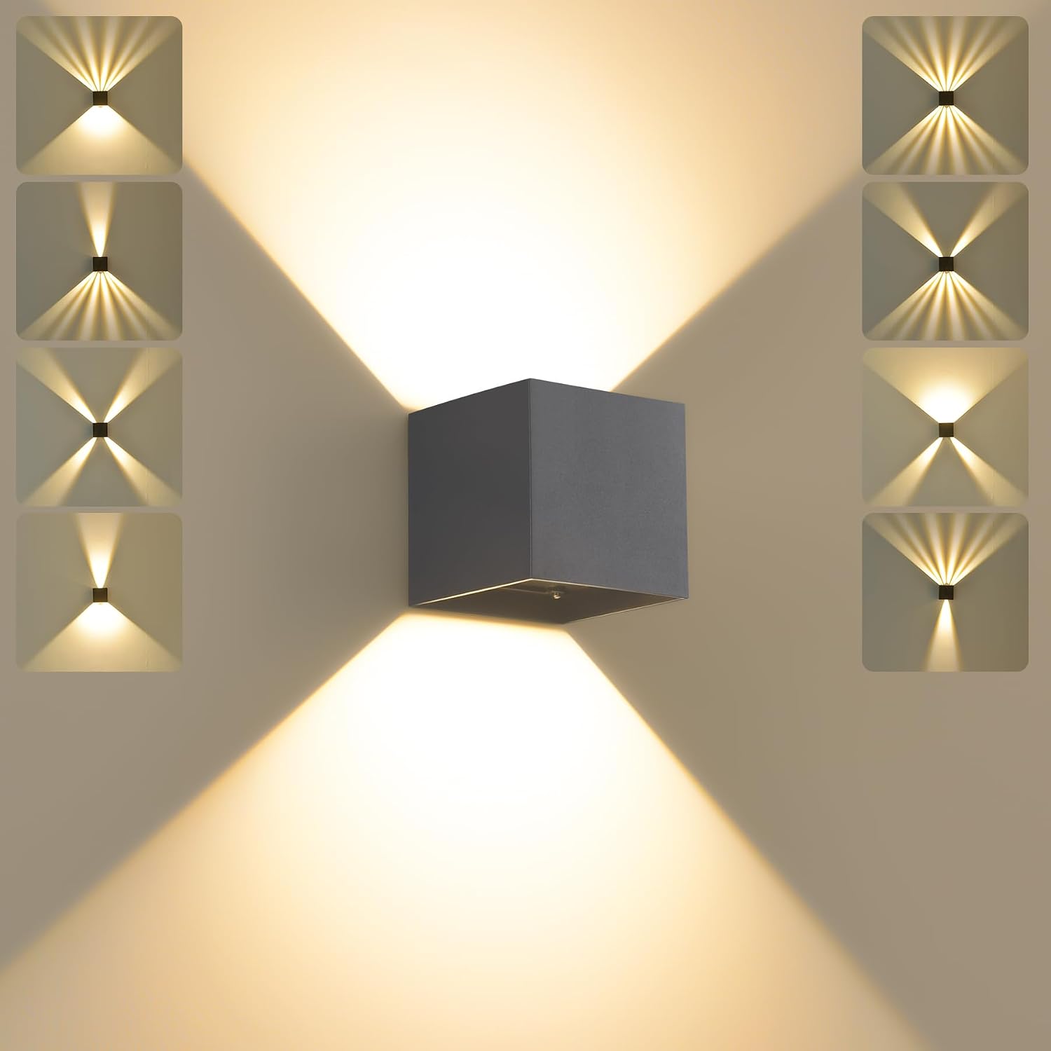 Detalle de Applique da Parete LED 12W con Fascio Regolabile IP65 – Bianco caldo 3000K, alluminio, 10x10x10 cm, Grigio Scuro