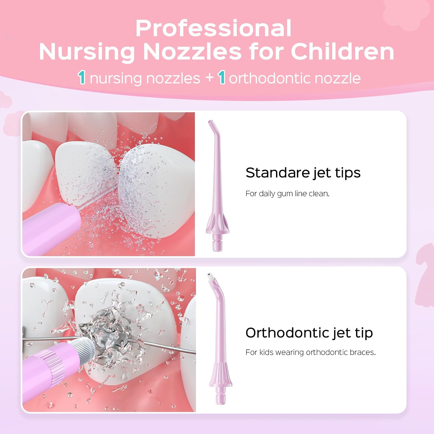 Thumbnail 4 de COSLUS C31 Kids Water Flosser Deep Cleaning – 4 Modes, 2 Tips, Safe for Gums (Pink/Purple)